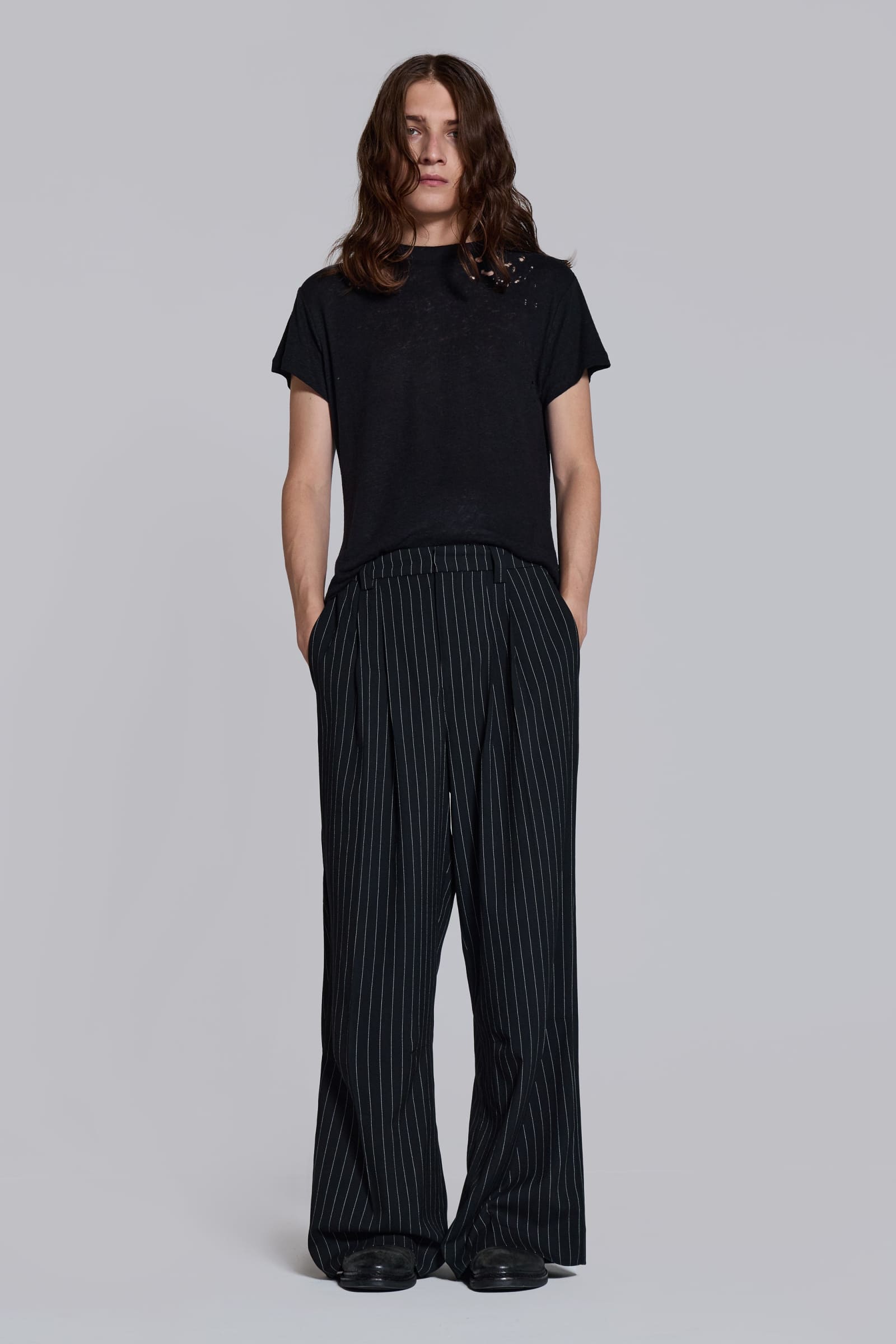 Black Pinstripe Goliath Suit Pants