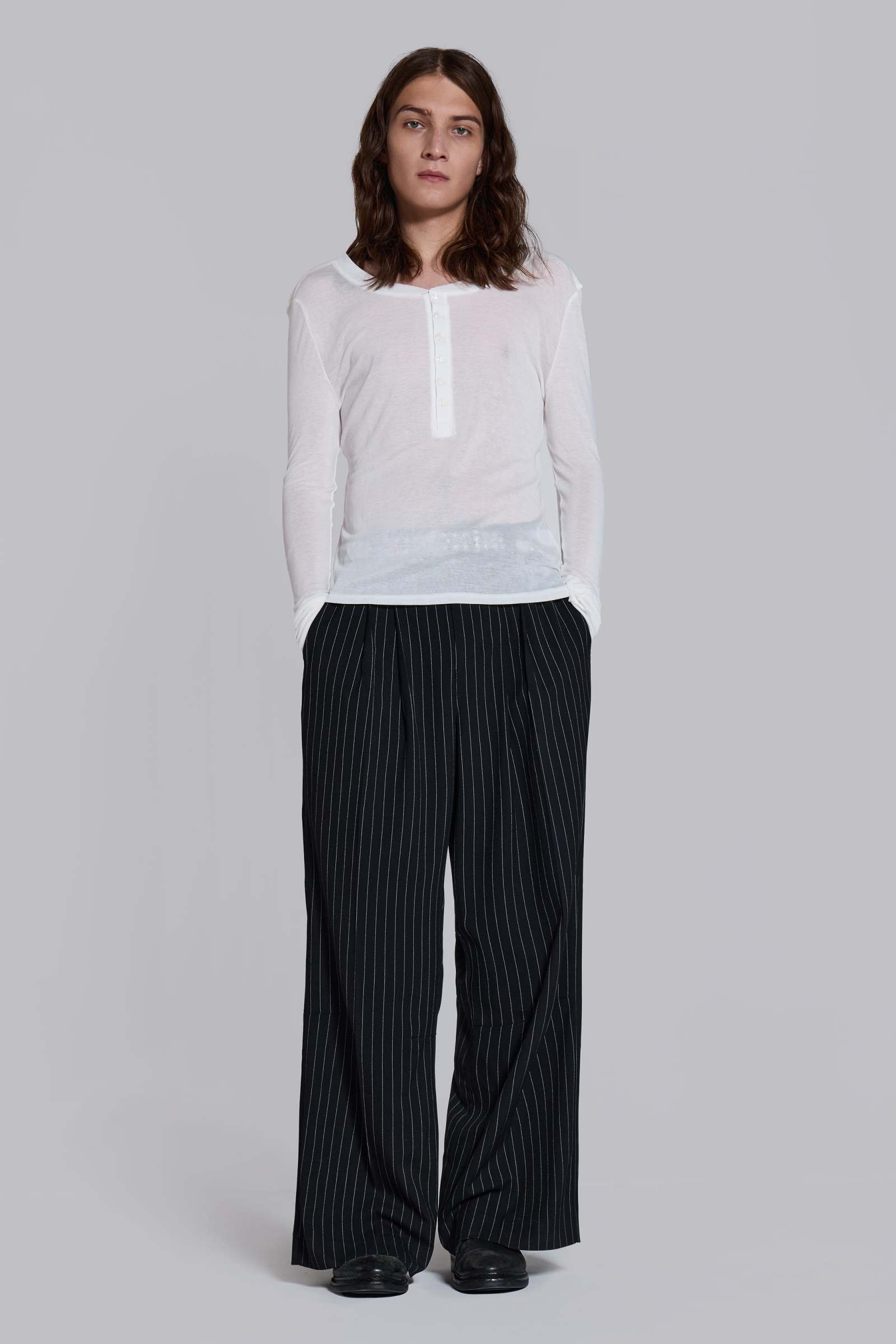 Black Pinstripe Goliath Suit Pants