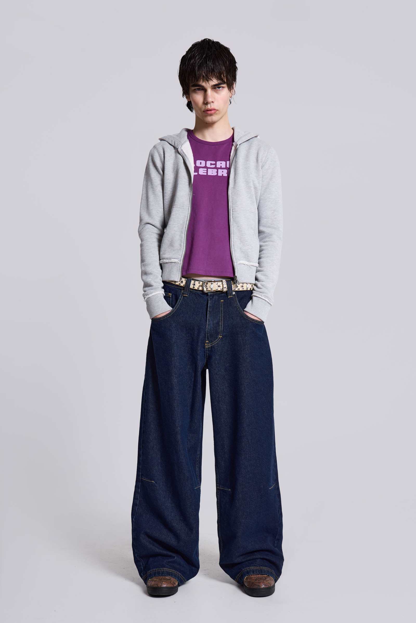 Shop Indigo Low Rise Colossus Baggy Jeans Jaded London Clothing