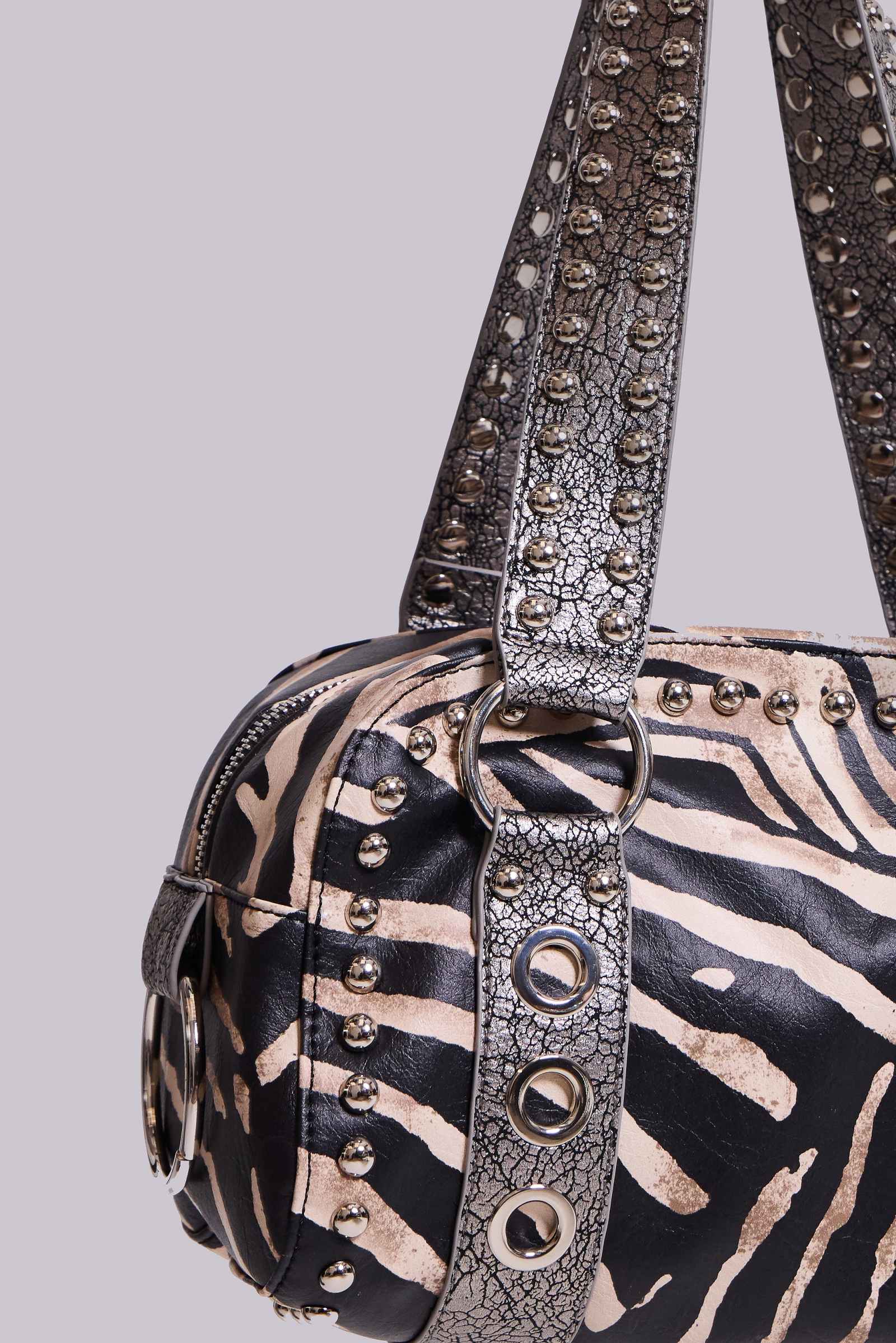 Marza PU Leather Studded Bag in Zebra | Jaded London | Clothing