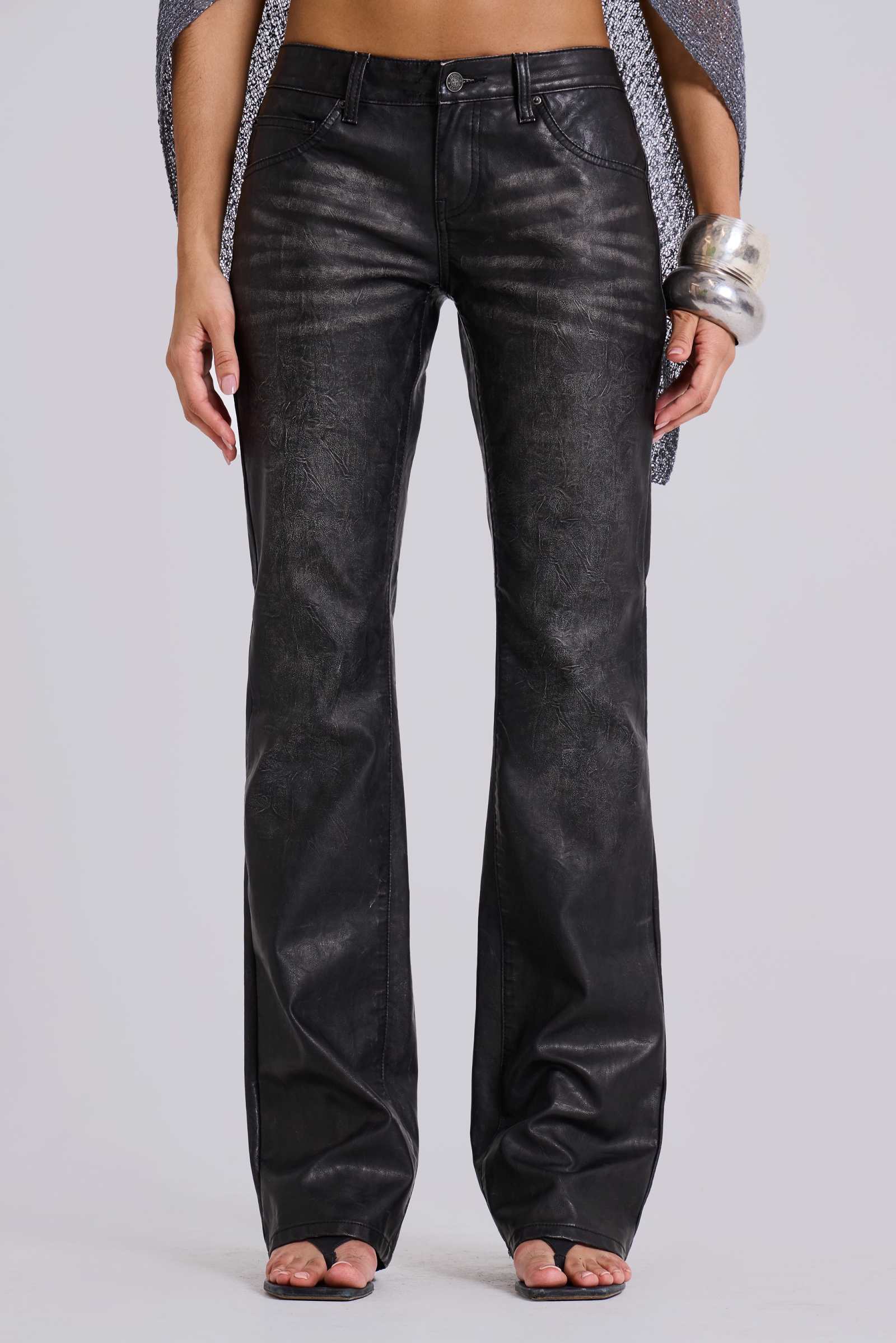 Black Cooper PU Bootcut Jeans | Jaded London | Clothing