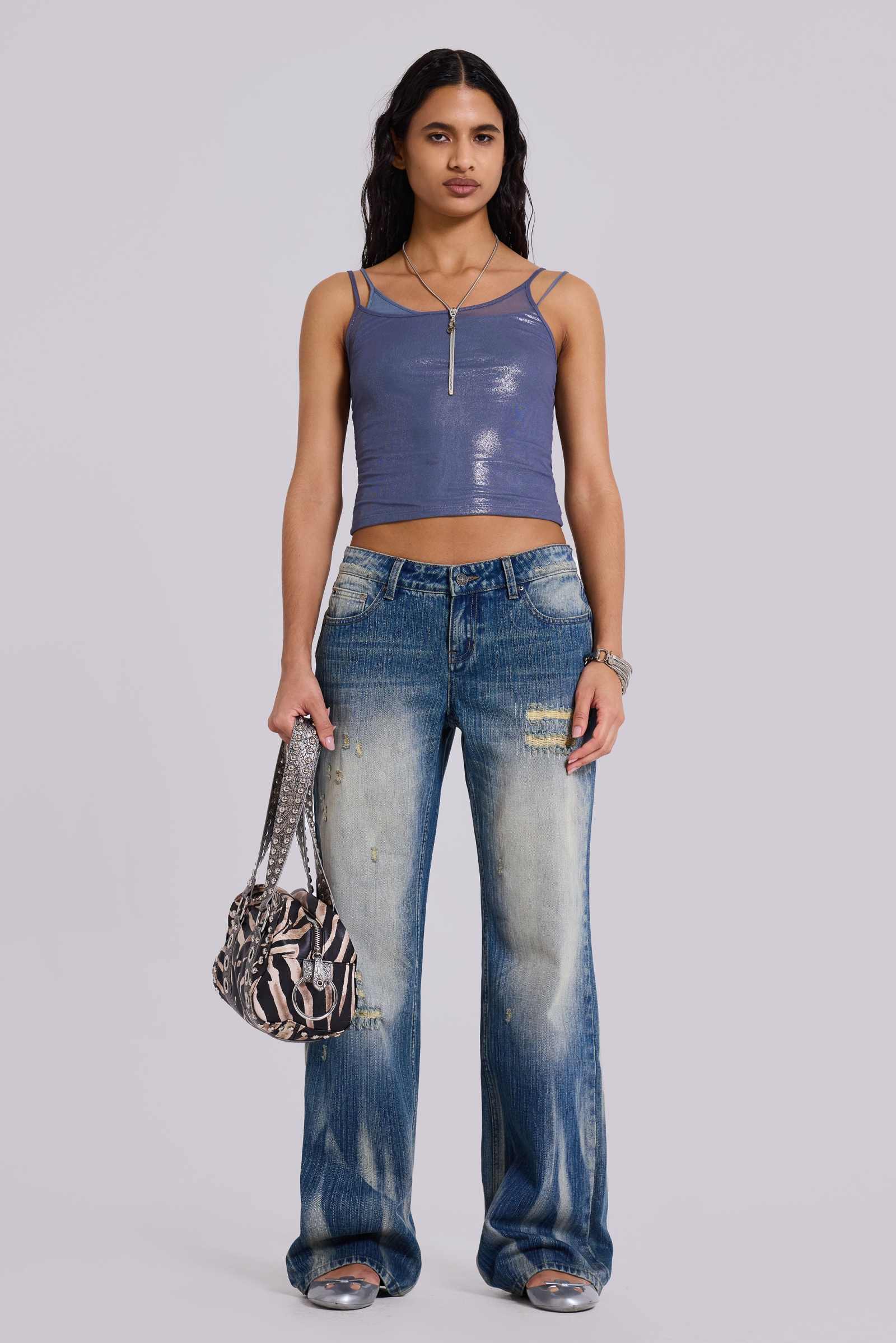 Lua Metallic Asymmetric Double Layer Top