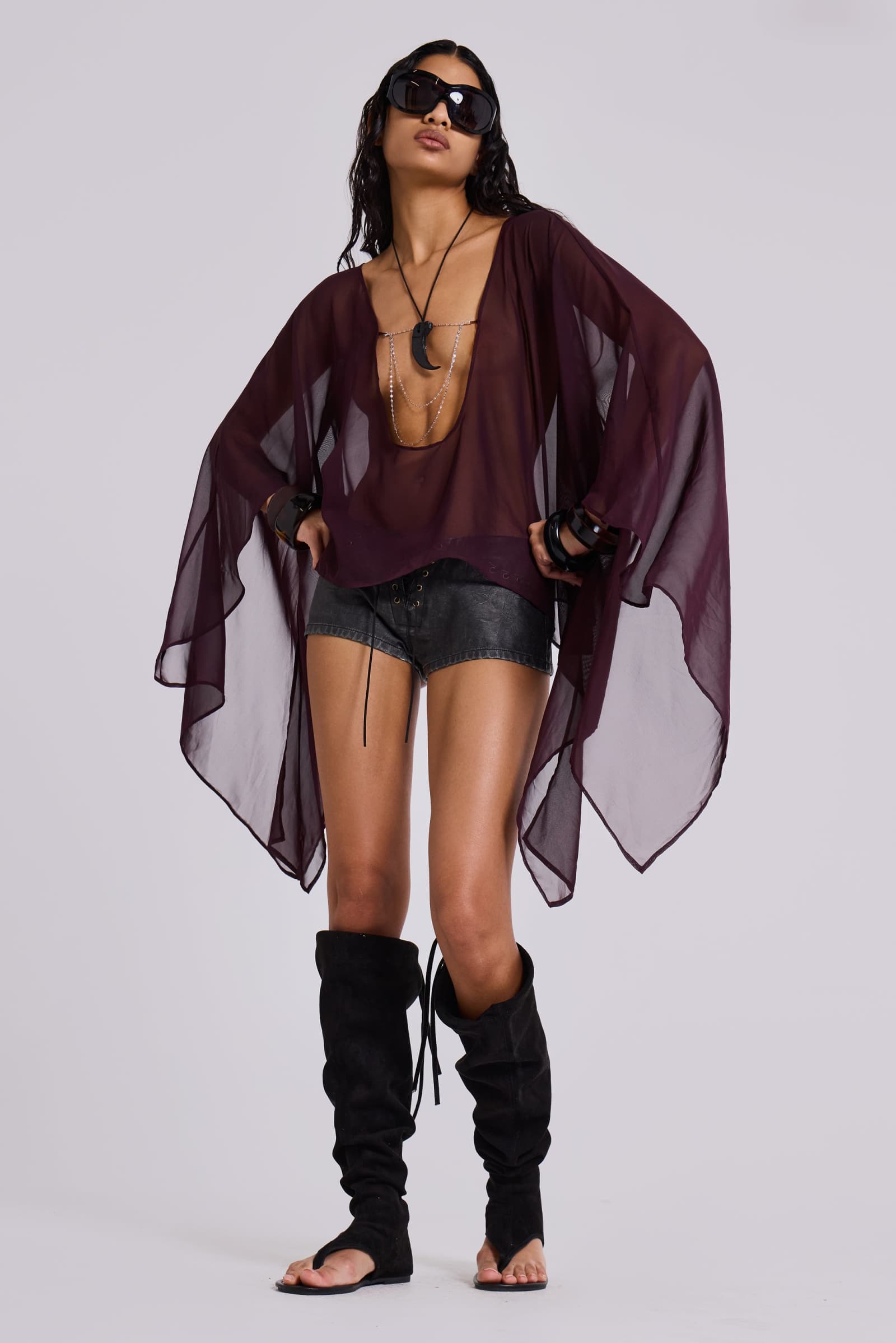Kaiane Chiffon Cape Top