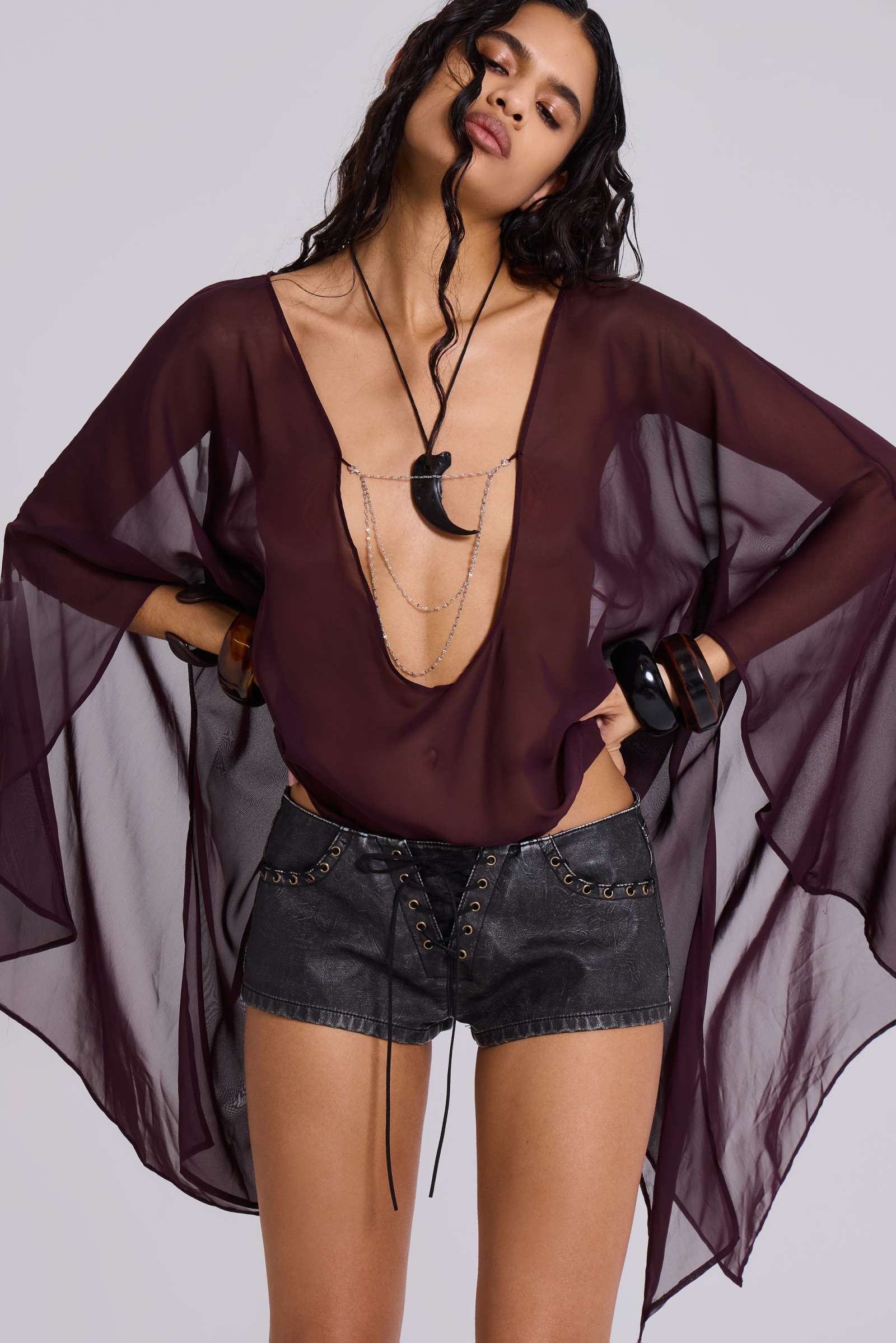 Kaiane Chiffon Cape Top