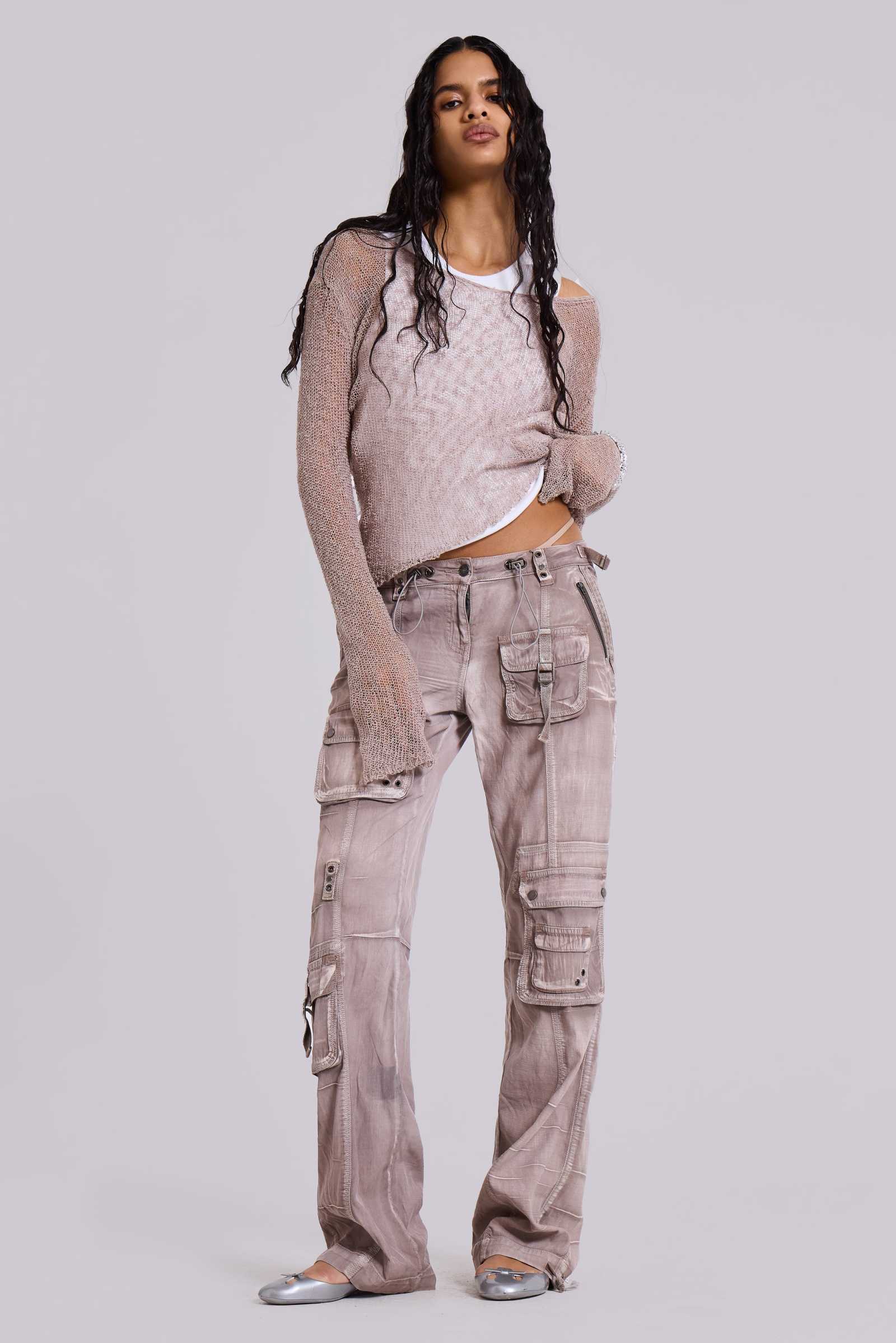 Ara Low-Rise Washed Cargo Trousers