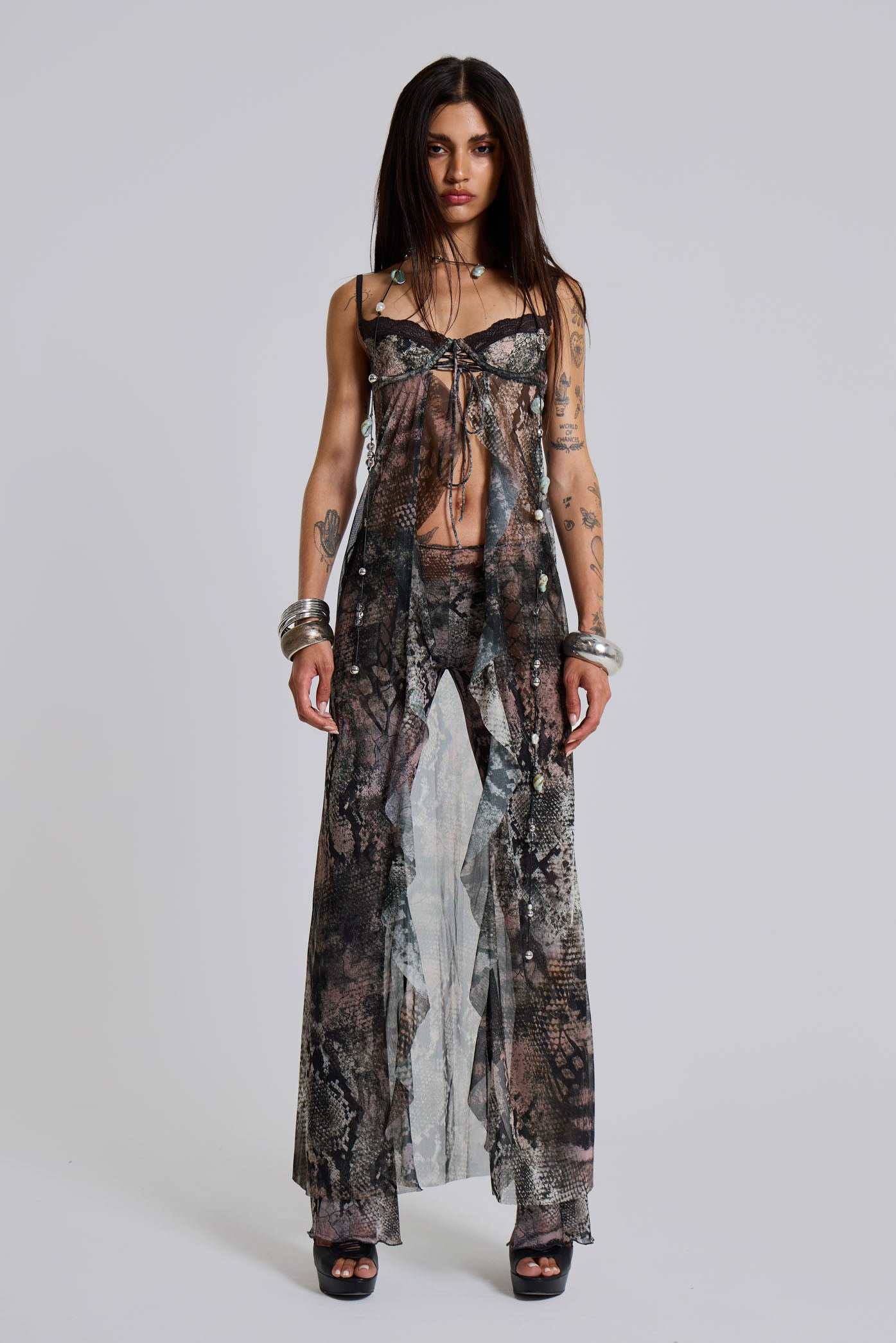 Snake Laced Mesh Trousers