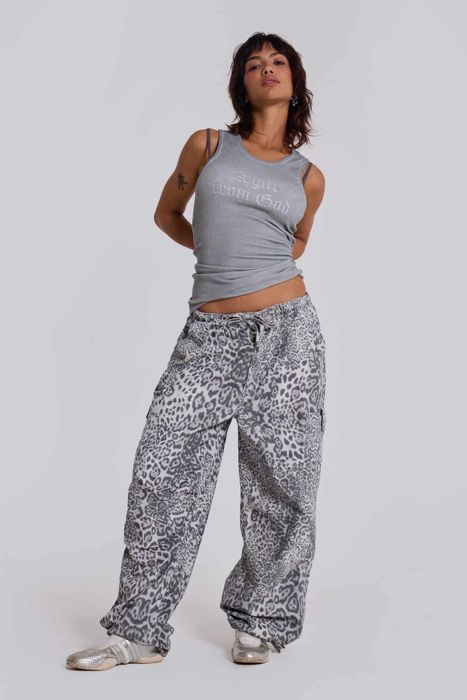 Snow Leopard Parachute Pants