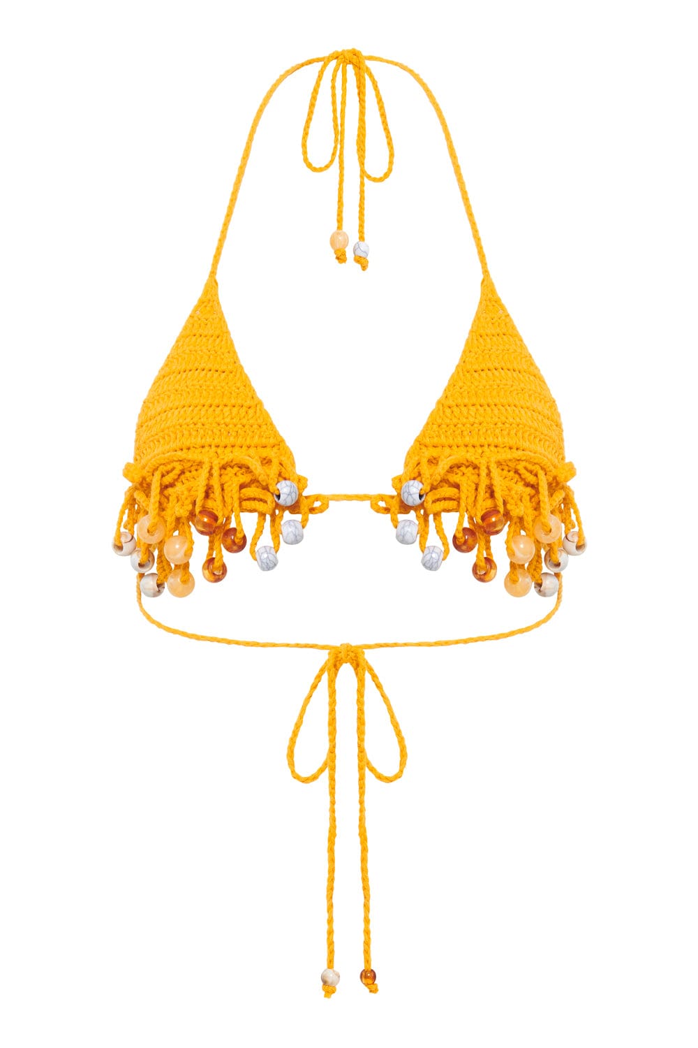 Canary Knit Micro Bikini Top with Beaded Trim