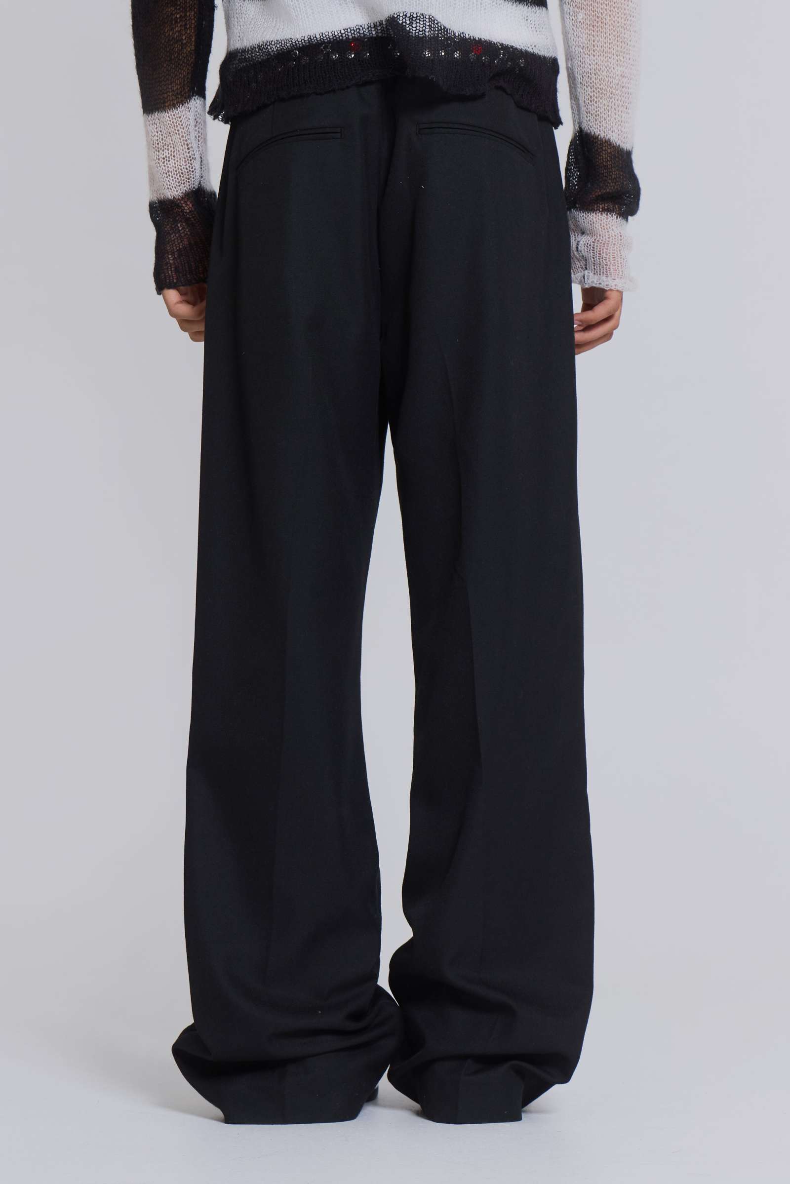 Black Stacked Bootcut Suit Pants
