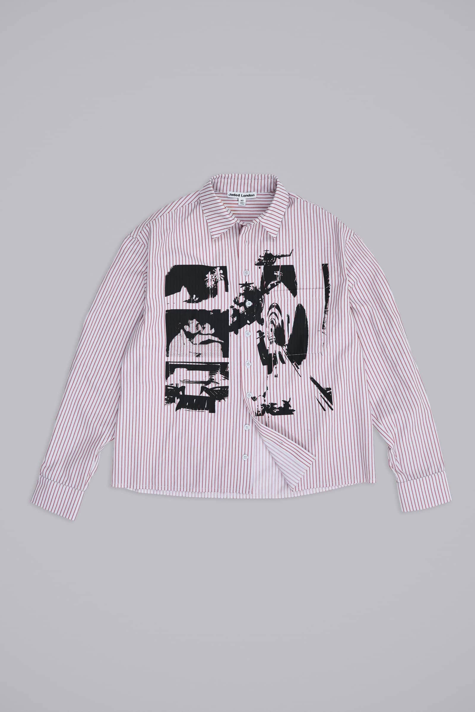 Overprint Cropped Button-Up Shirt