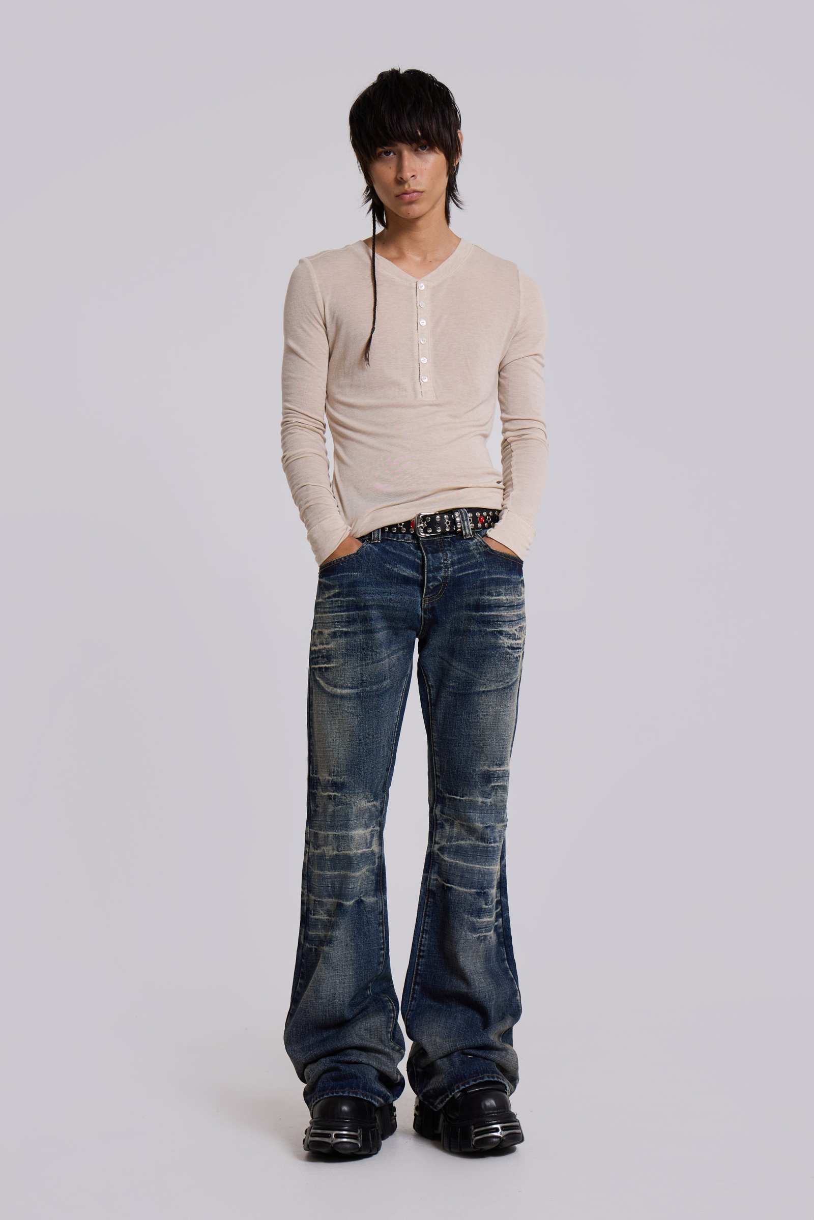 Mid Blue Drift Flared Jeans