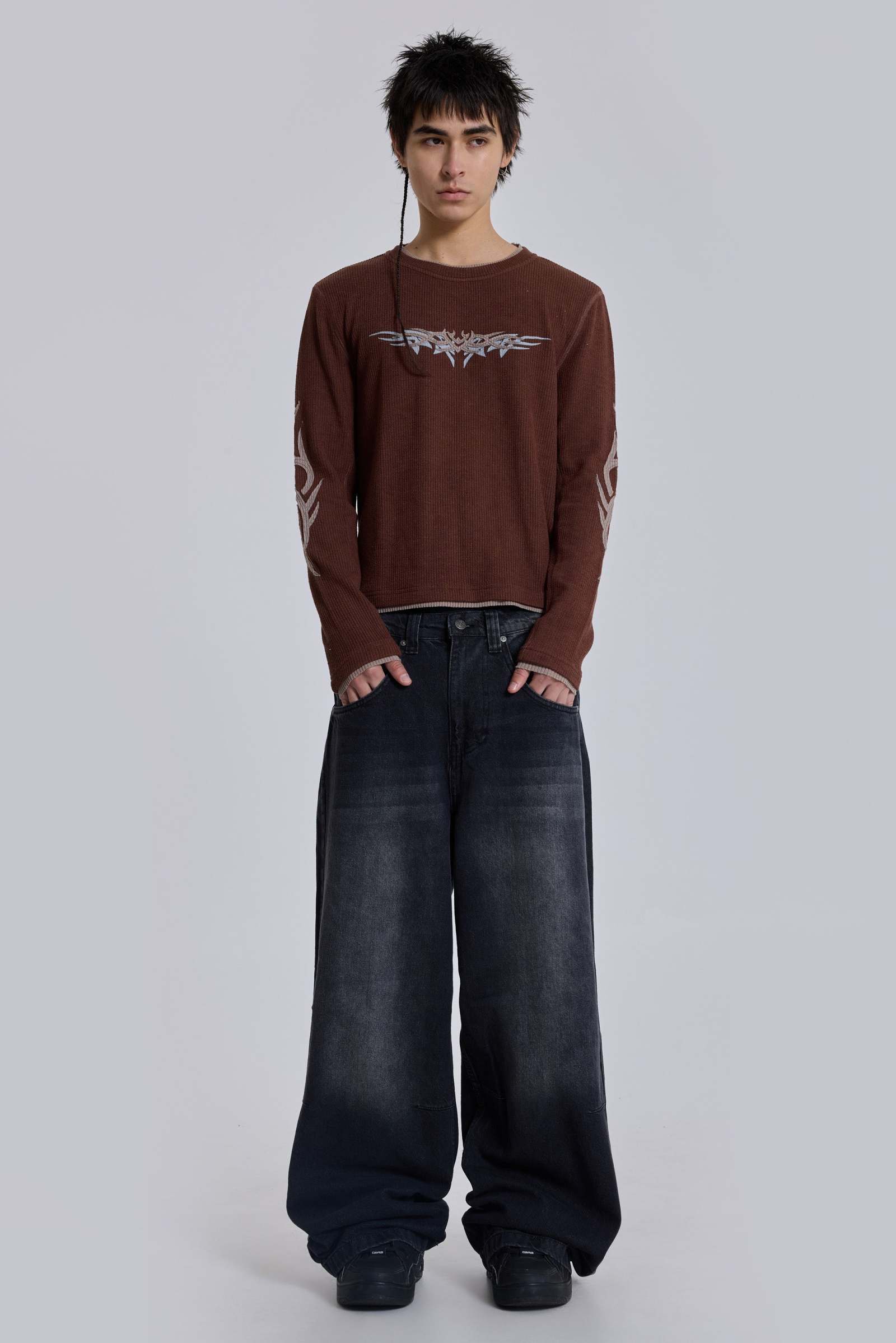 Brown Tattoo Applique Tee