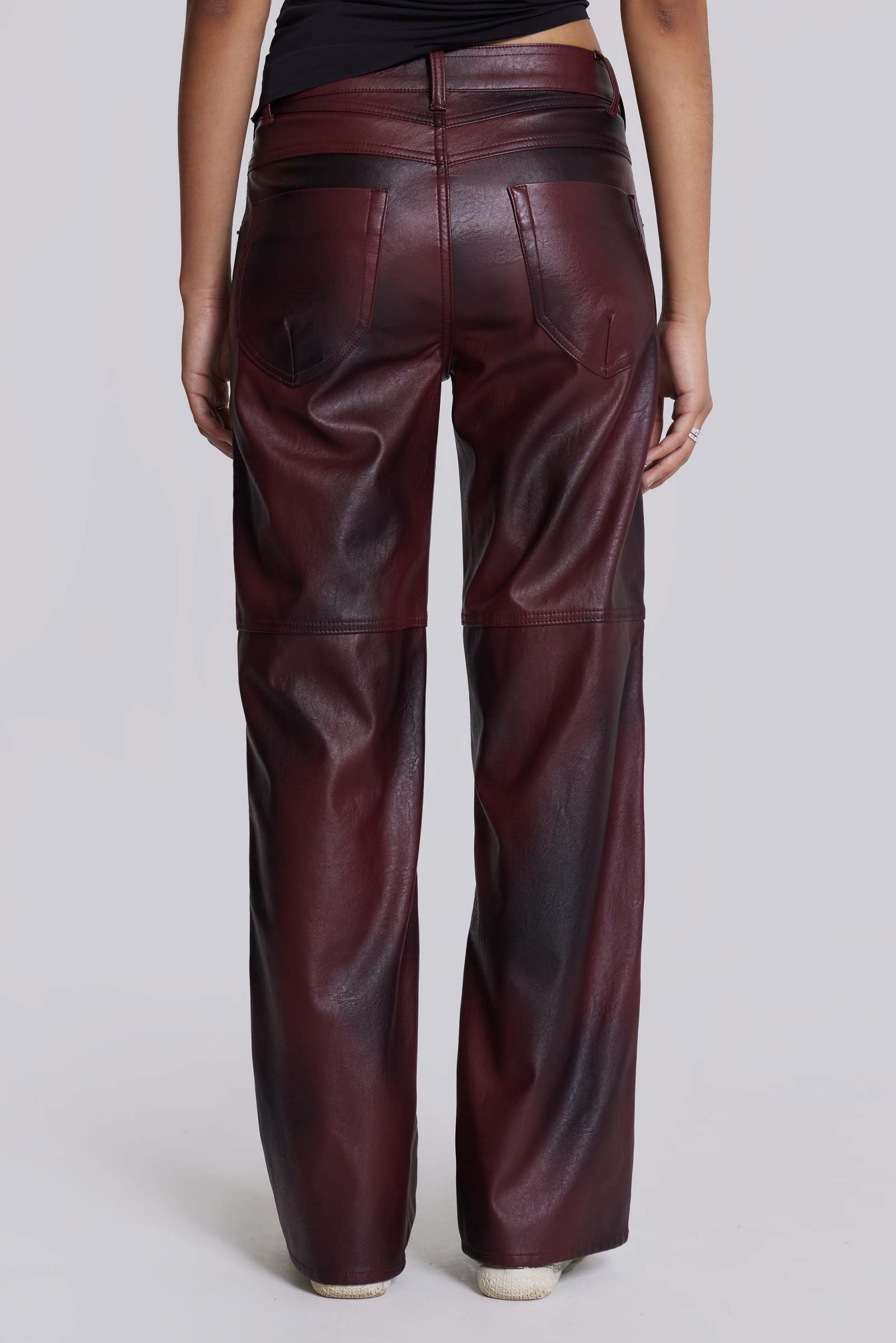 Oxblood Faux Leather Pants