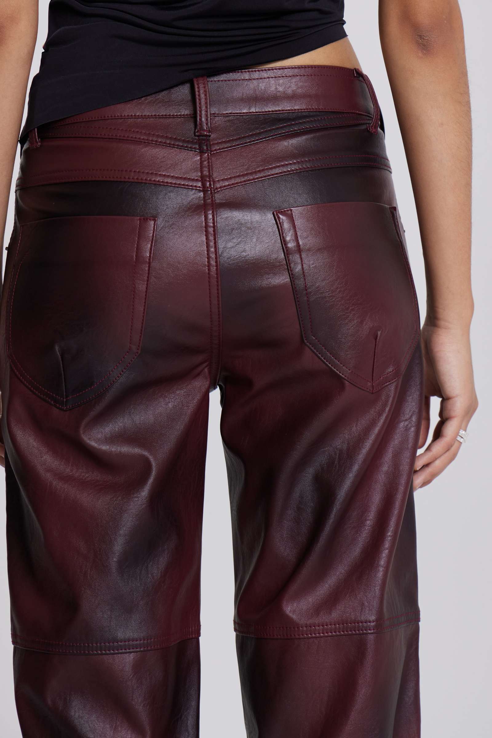 Oxblood Faux Leather Pants