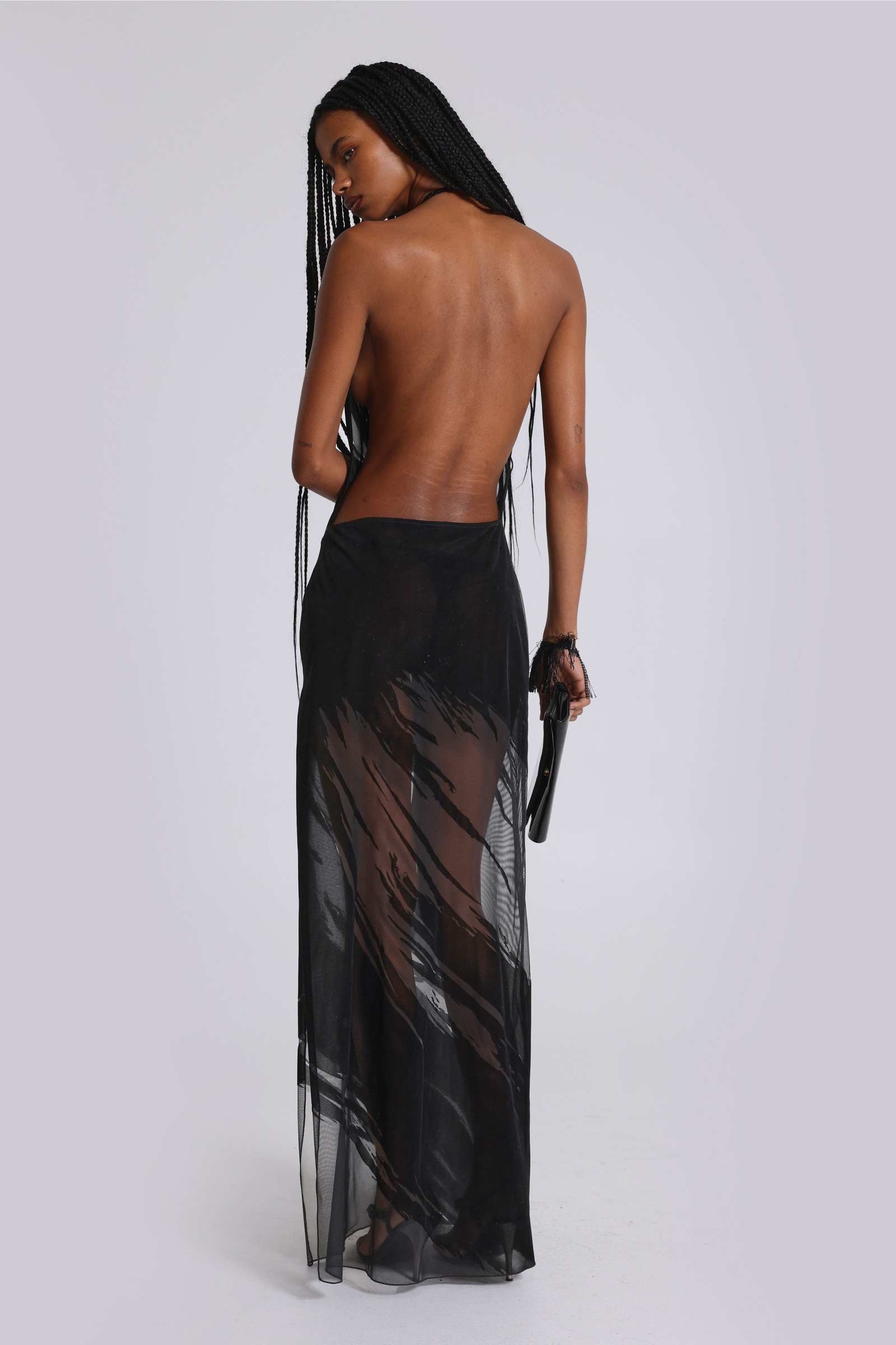 Norelle Flocked Backless Maxi Dress