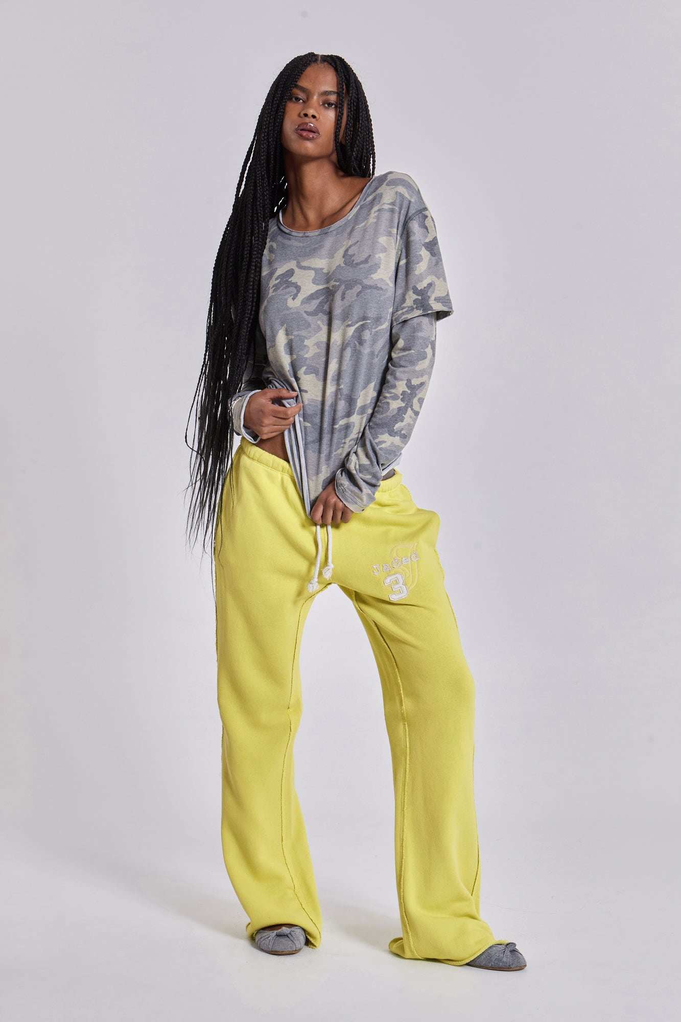 Cleo Slouchy Bootcut Jogger in Neon