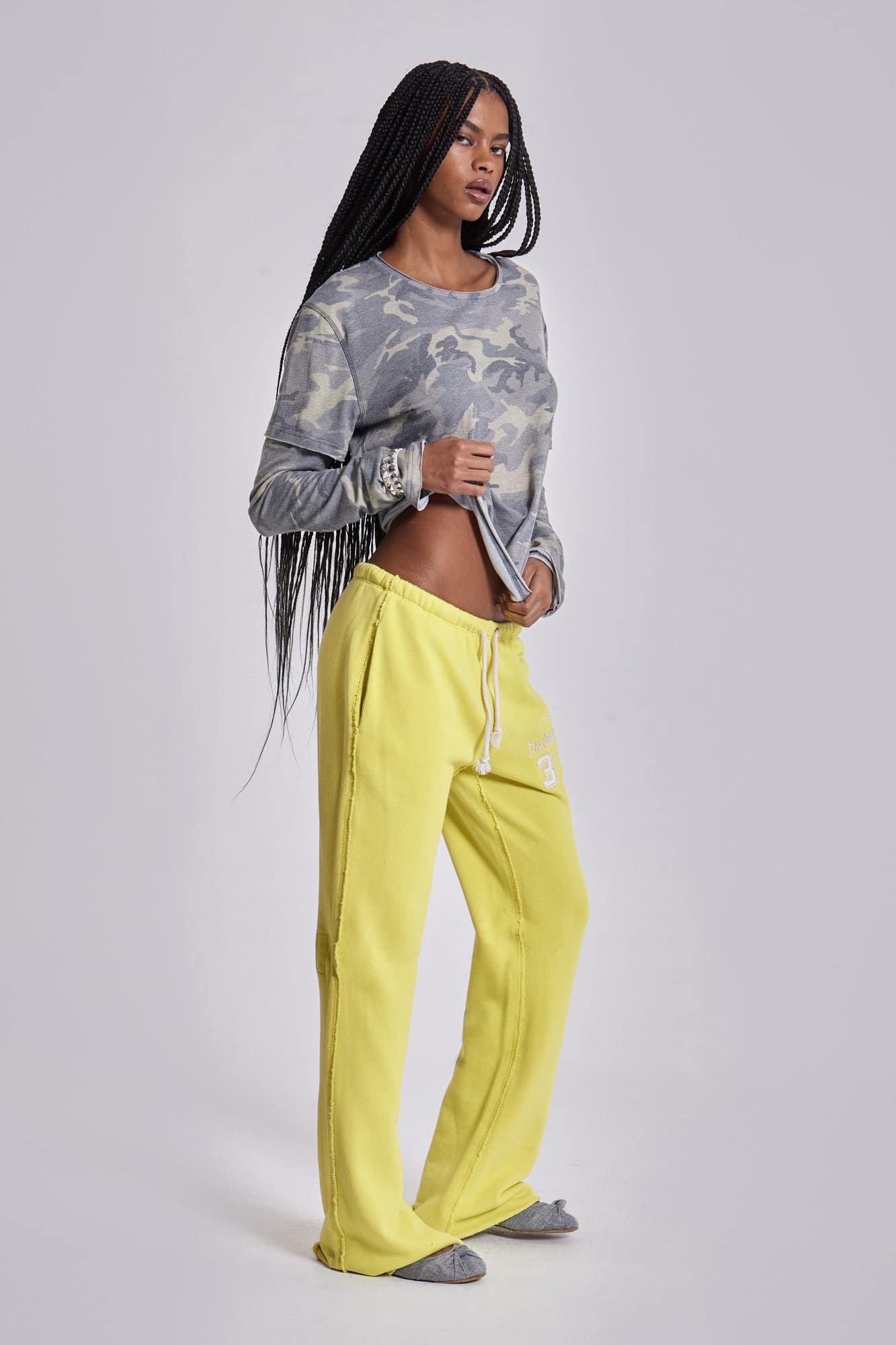 Cleo Slouchy Bootcut Jogger in Neon