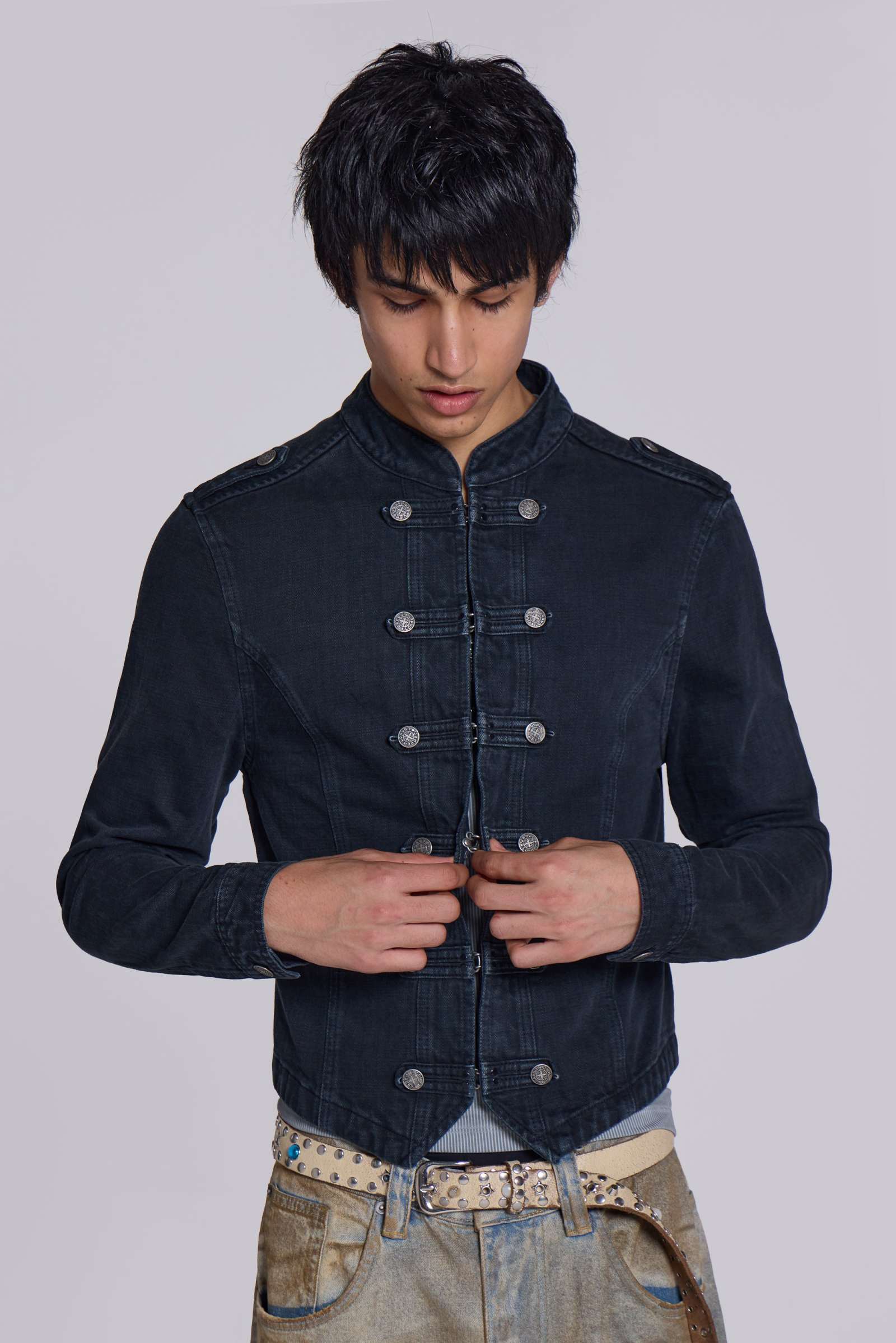 Rebel Military Jacket in Washed Black