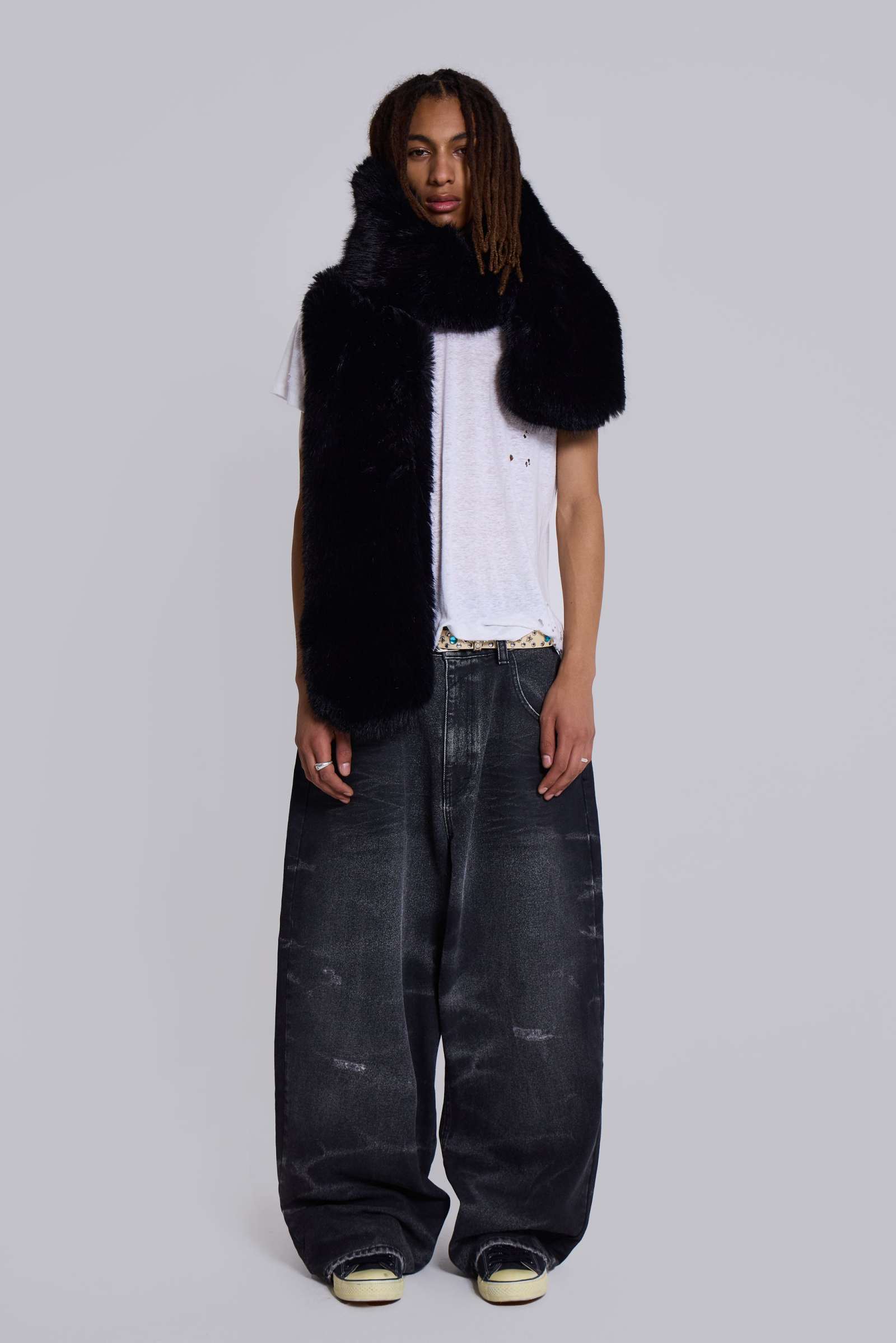 Black Cara Faux Fur Scarf