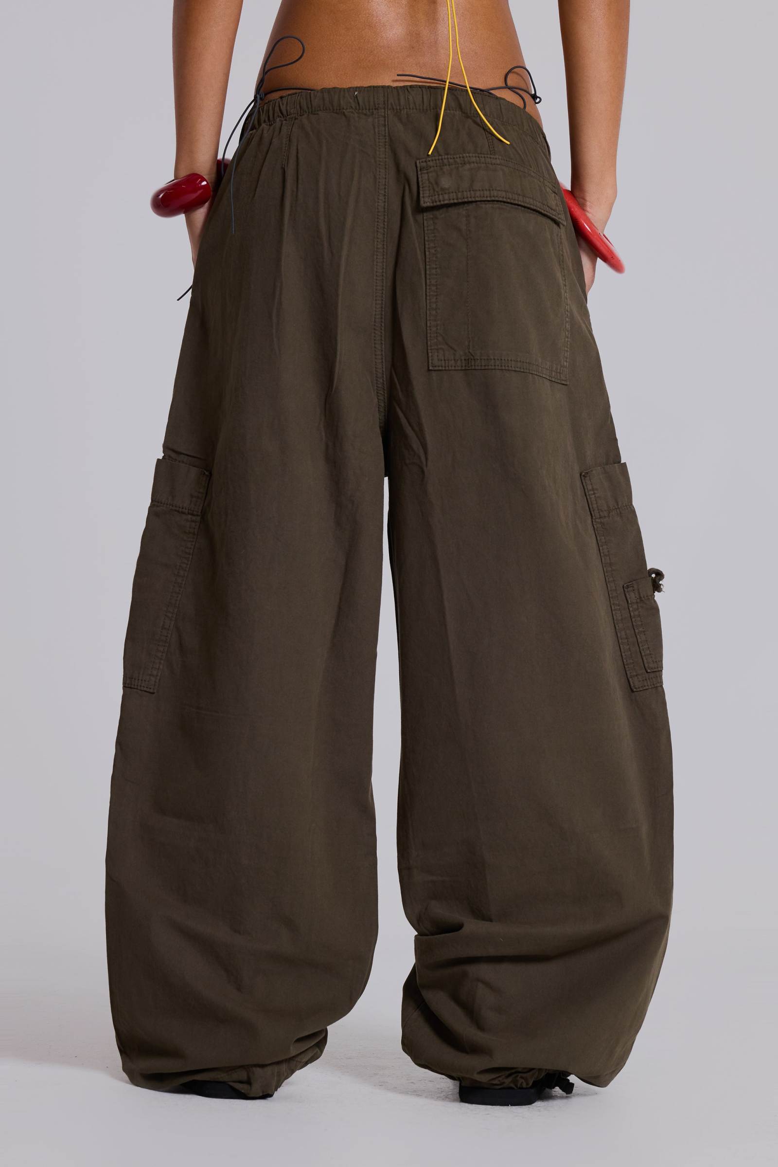 Khaki Parachute Cargo Pants