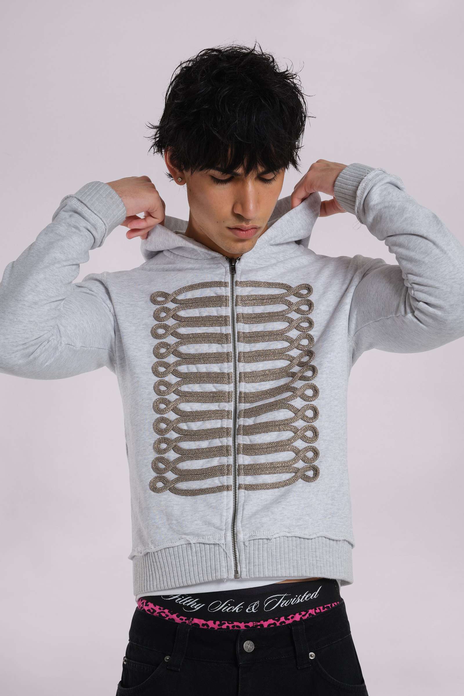 Grey Marl Military Monster Hoodie