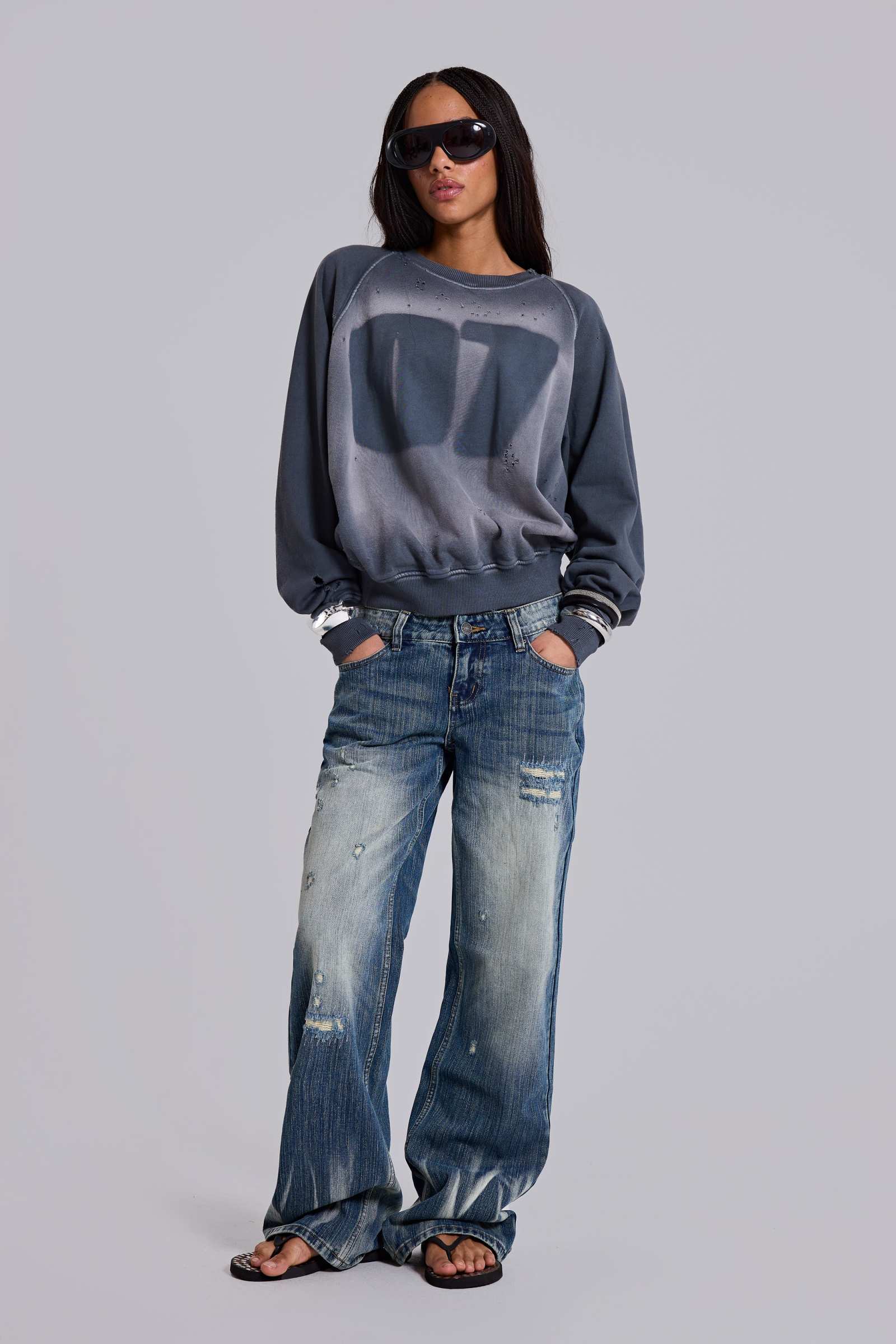 Hunter Loose Straight Leg Jeans in Blue Wash