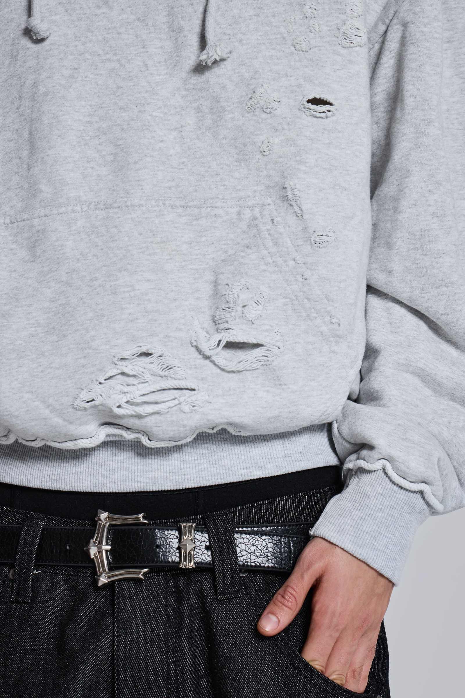 Pullover Bitten Hoodie in Grey Marl