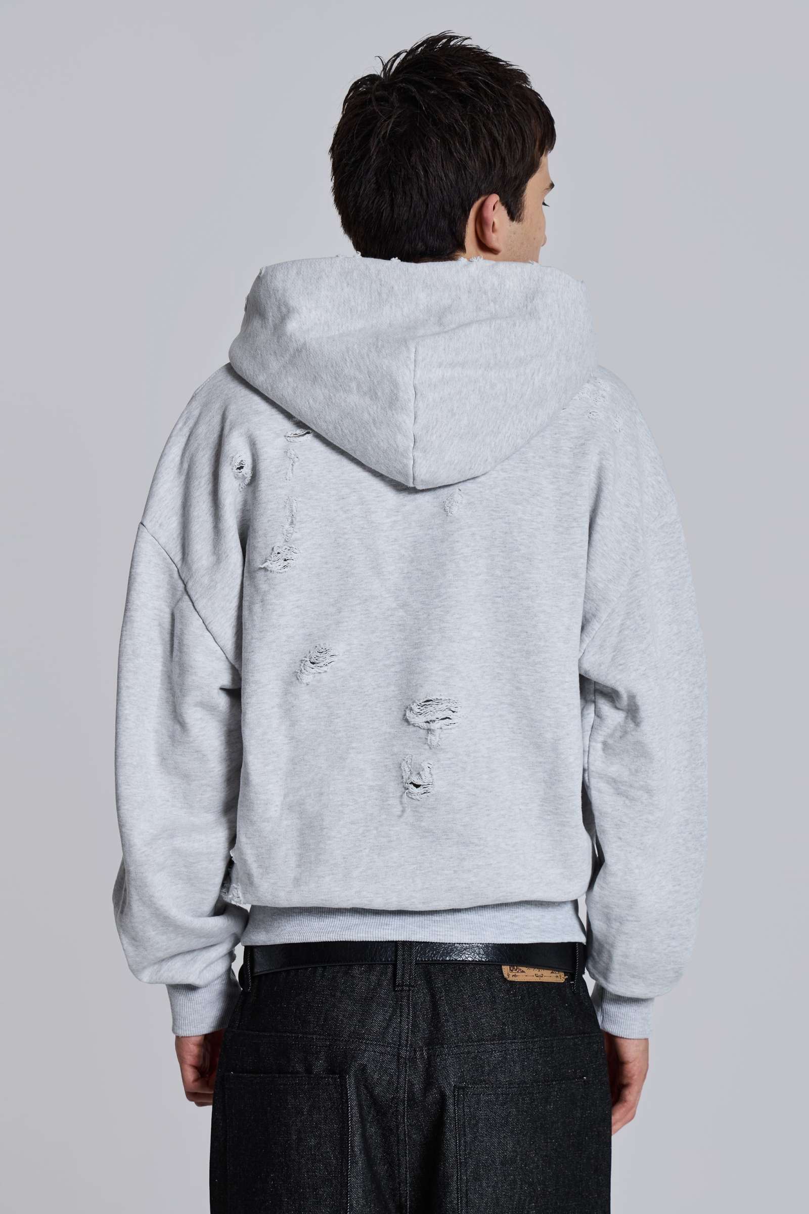 Pullover Bitten Hoodie in Grey Marl