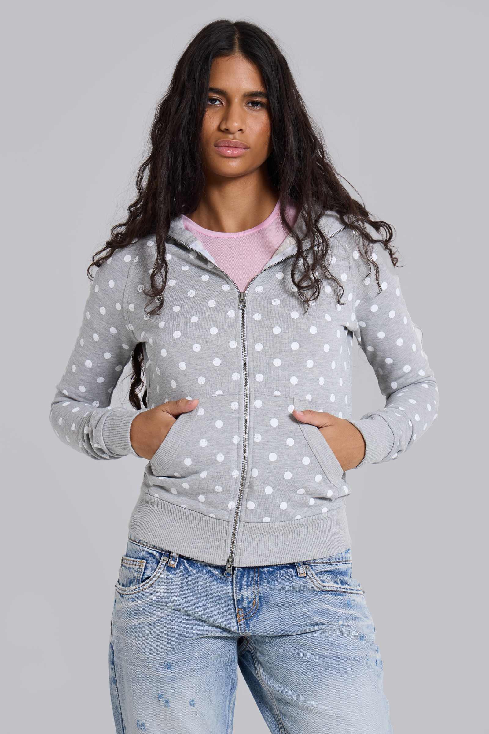 Grey Polkadot Hoodie