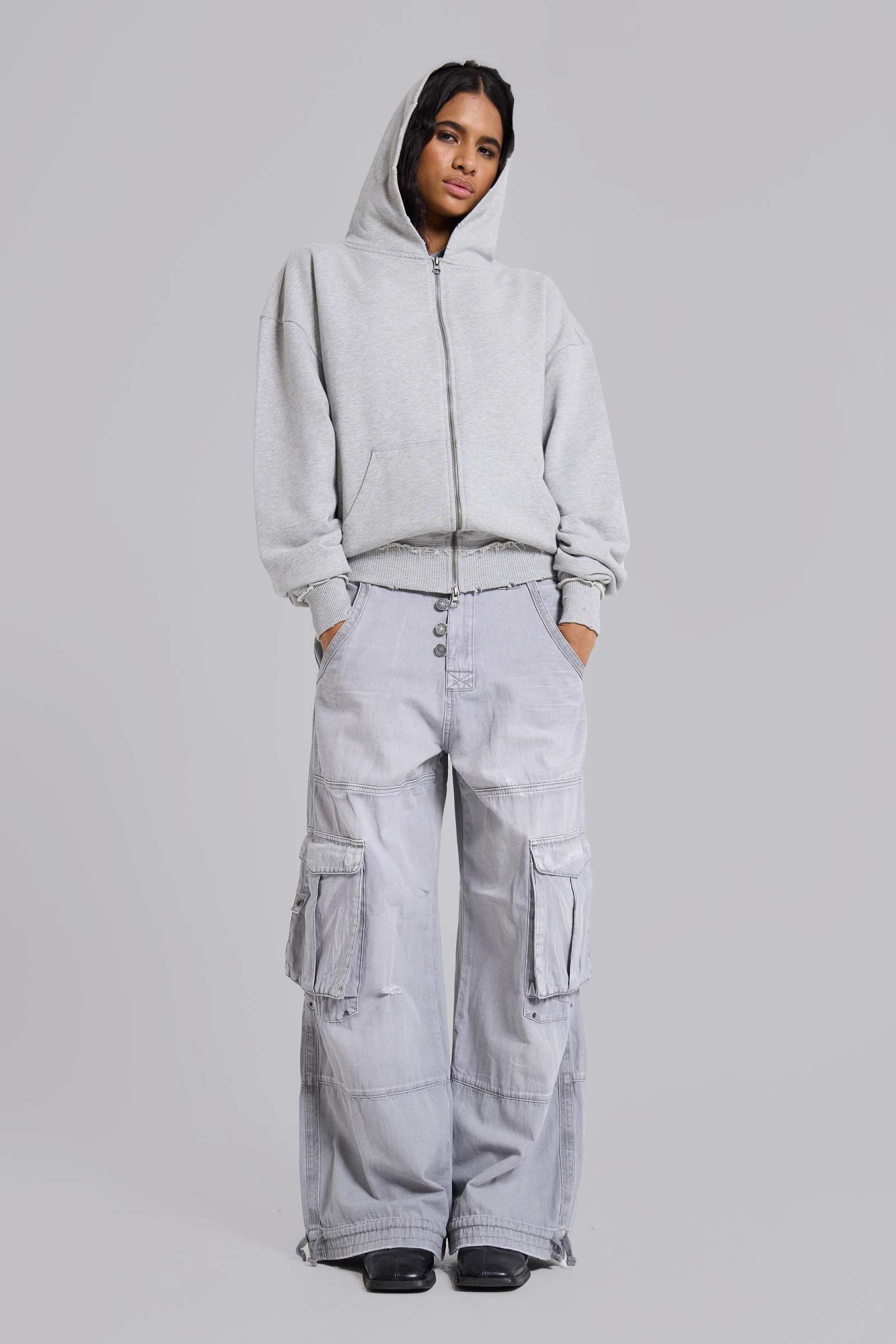 Grey Marl Oversized Monster Hoodie