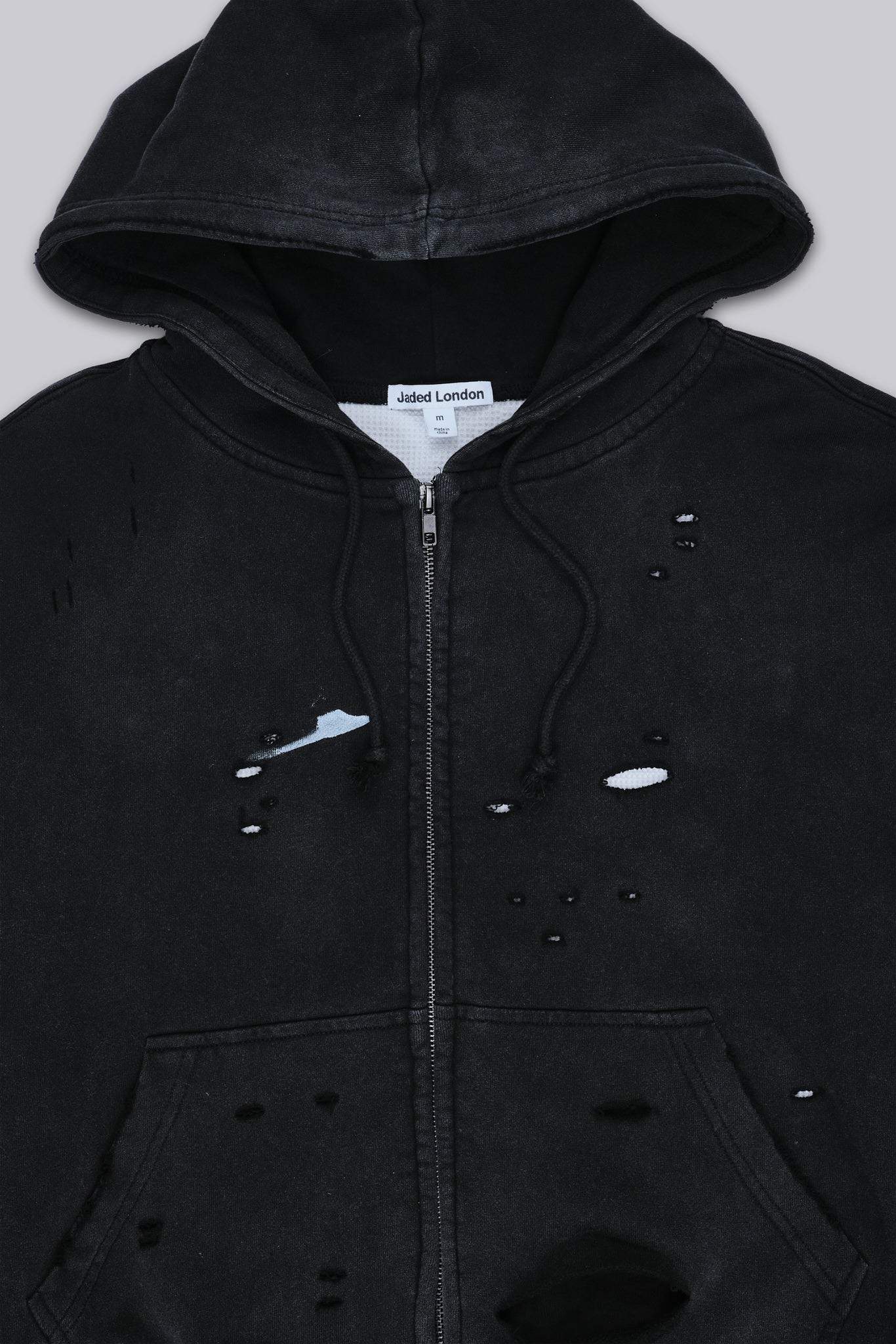 Sun Faded Waffle Lined Zip Hoodie