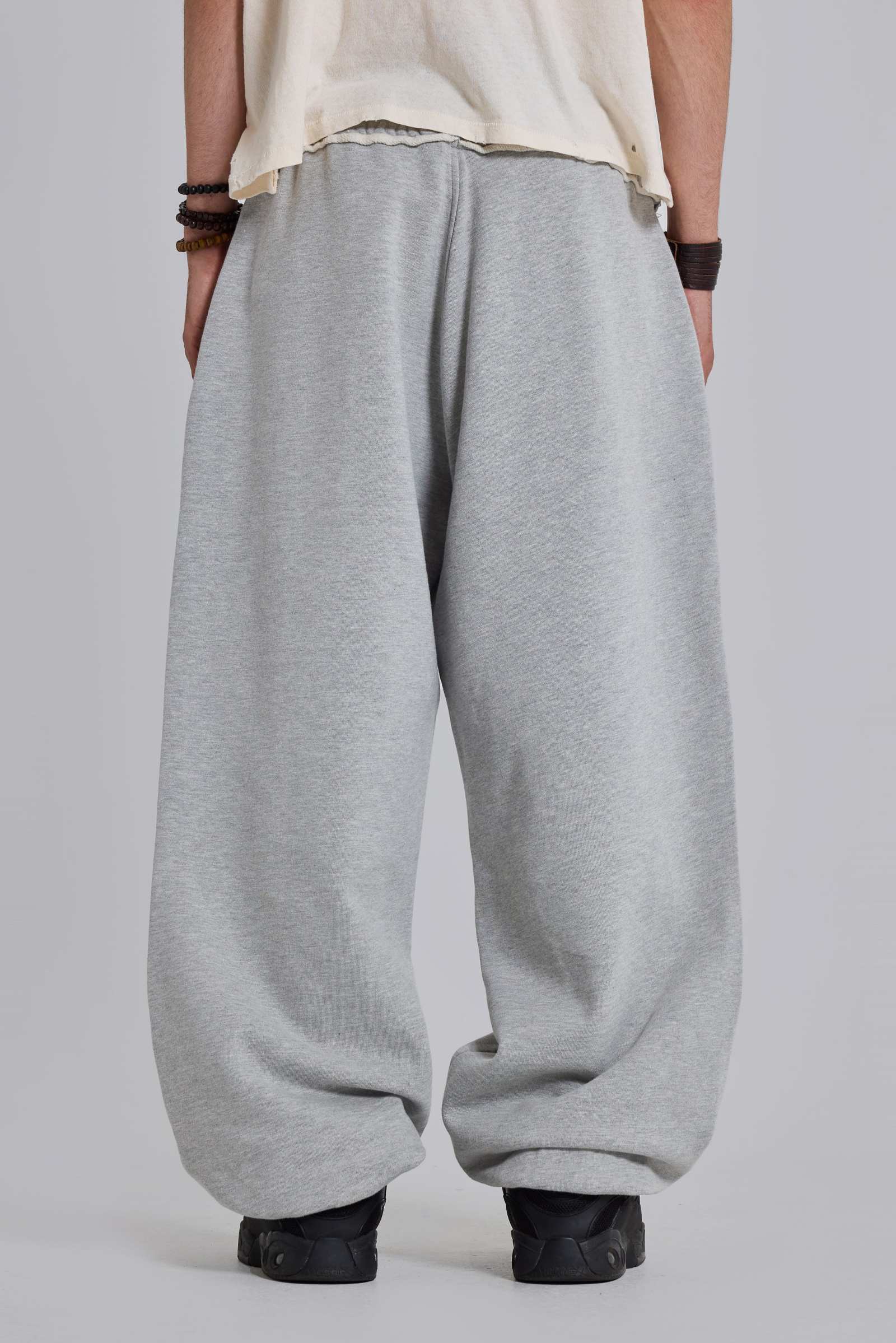 Grey Marl Cuffed Baggy Monster Joggers