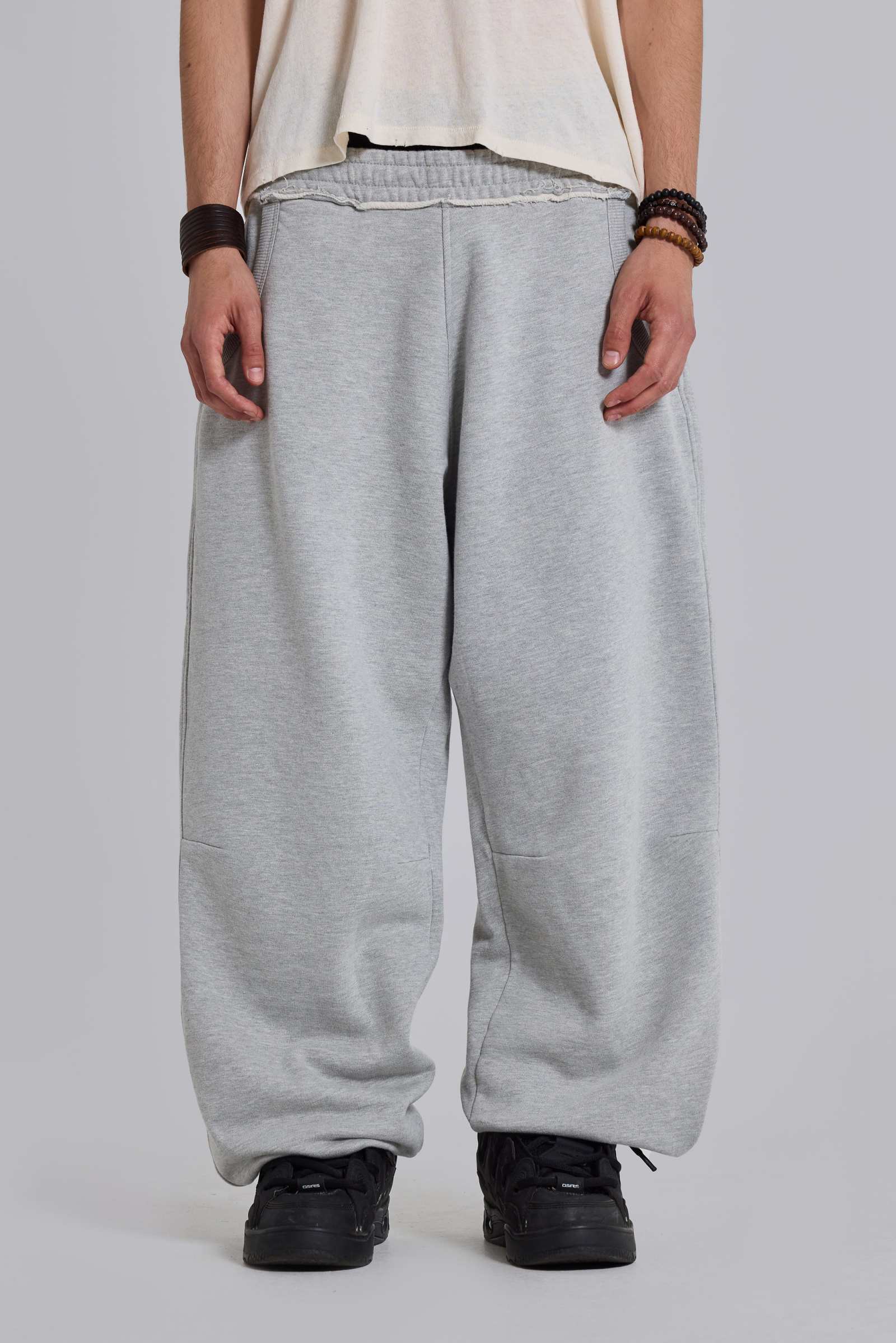 Grey Marl Cuffed Baggy Monster Joggers