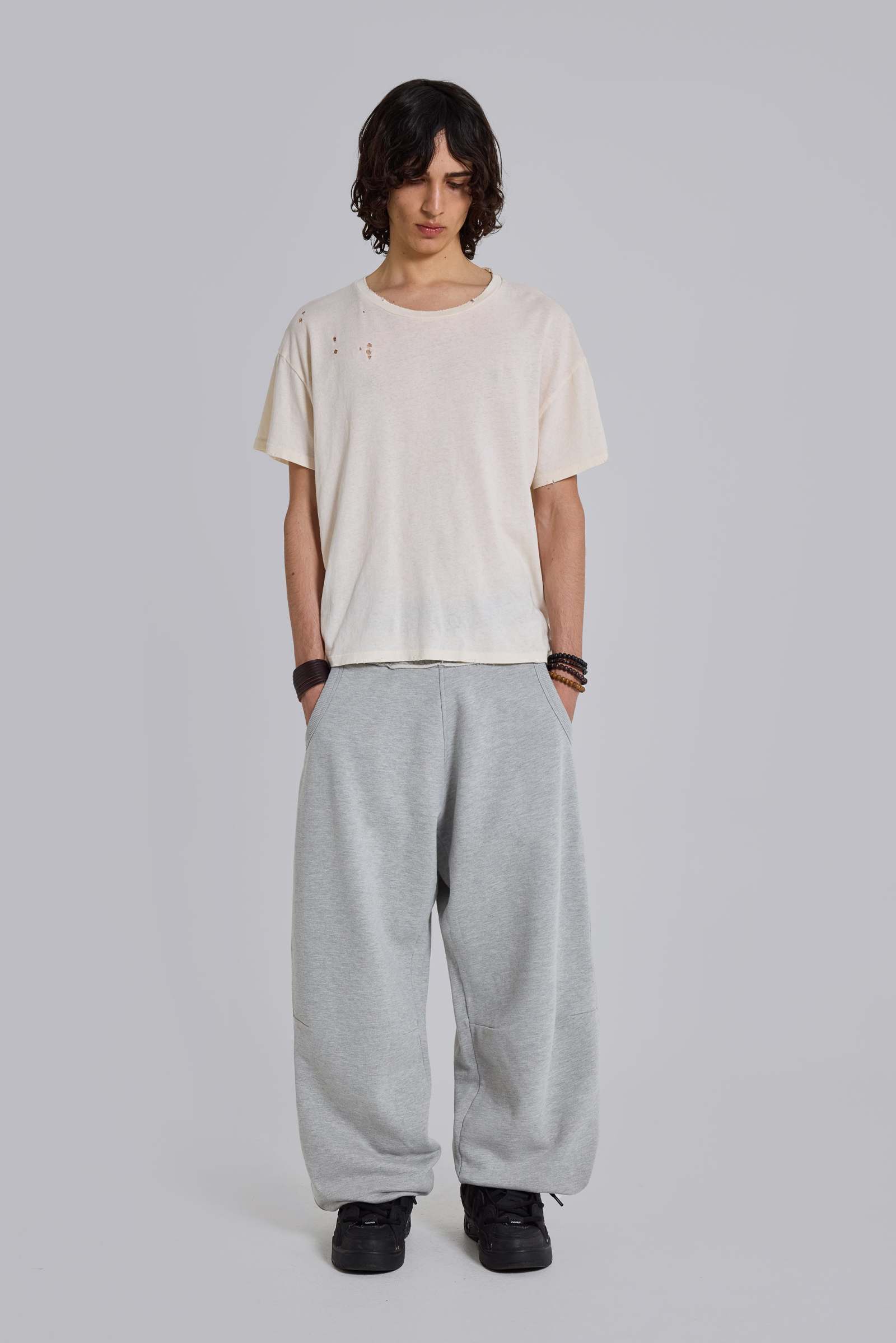 Grey Marl Cuffed Baggy Monster Joggers