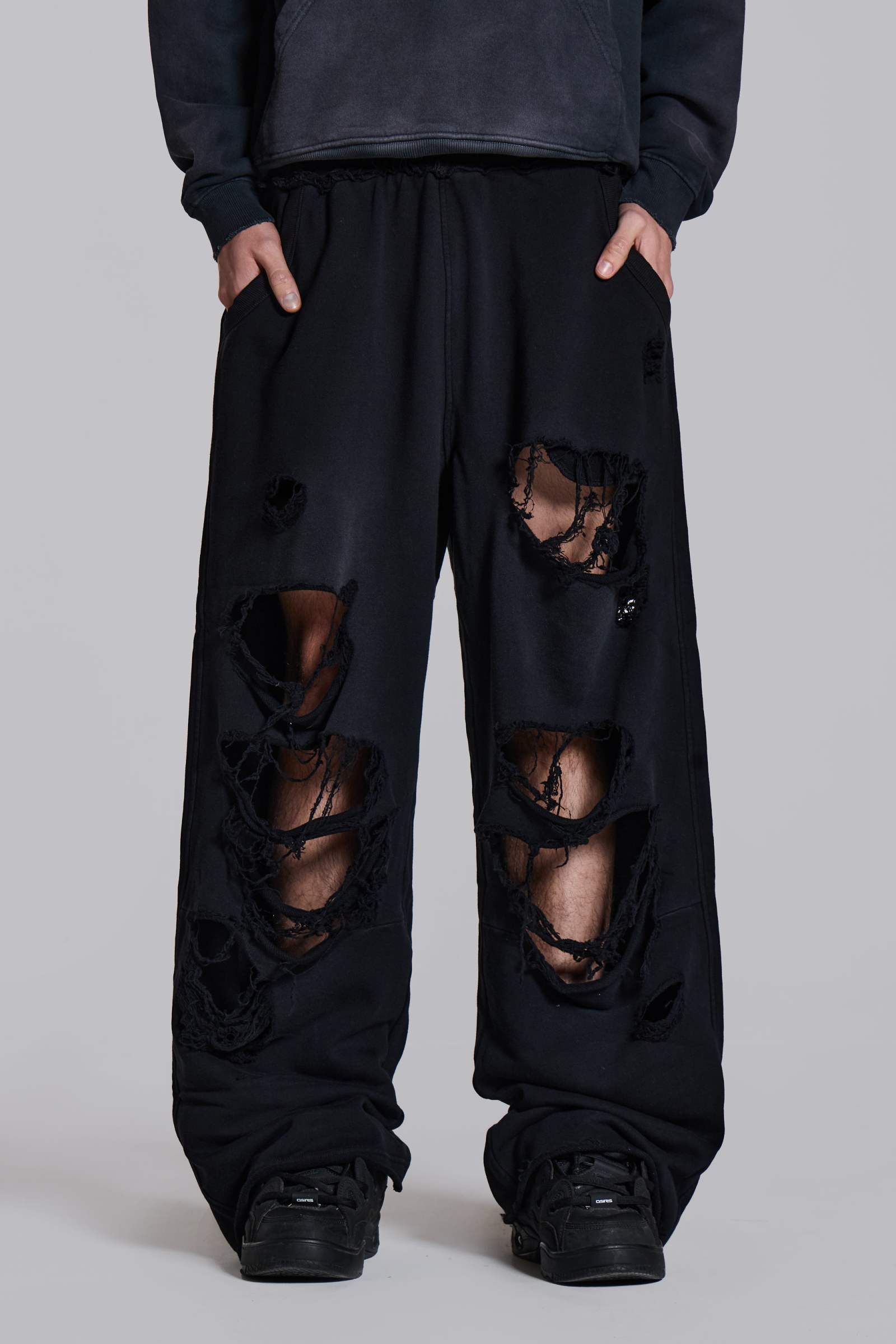 Distressed Black Baggy Monster Joggers