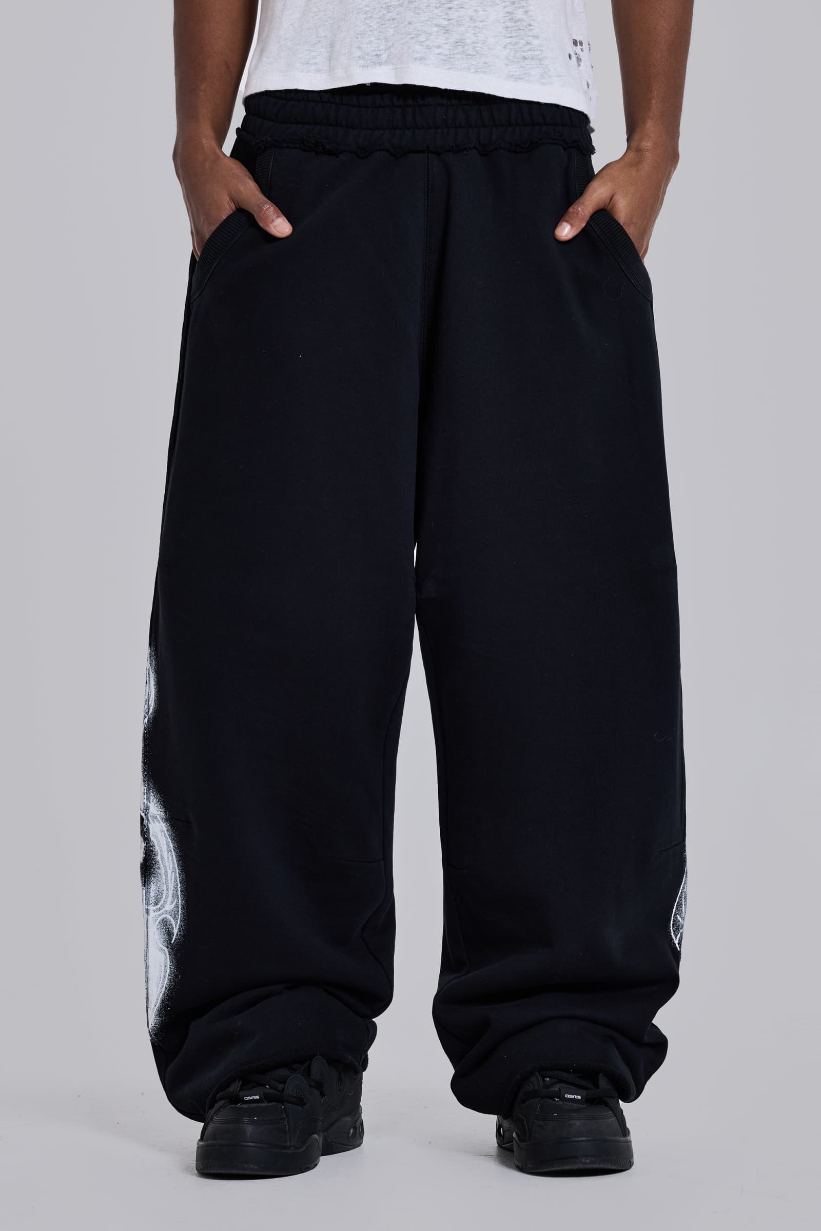 Black Gothic Print Baggy Monster Joggers