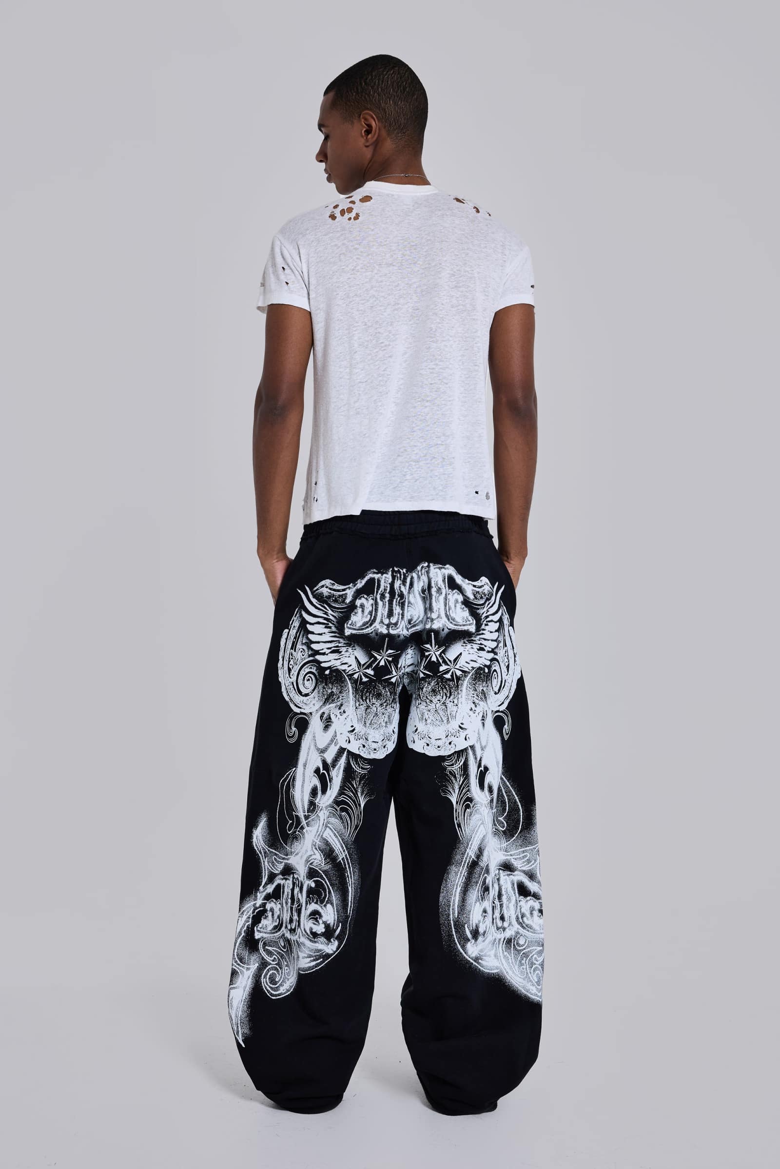 Black Gothic Print Baggy Monster Joggers