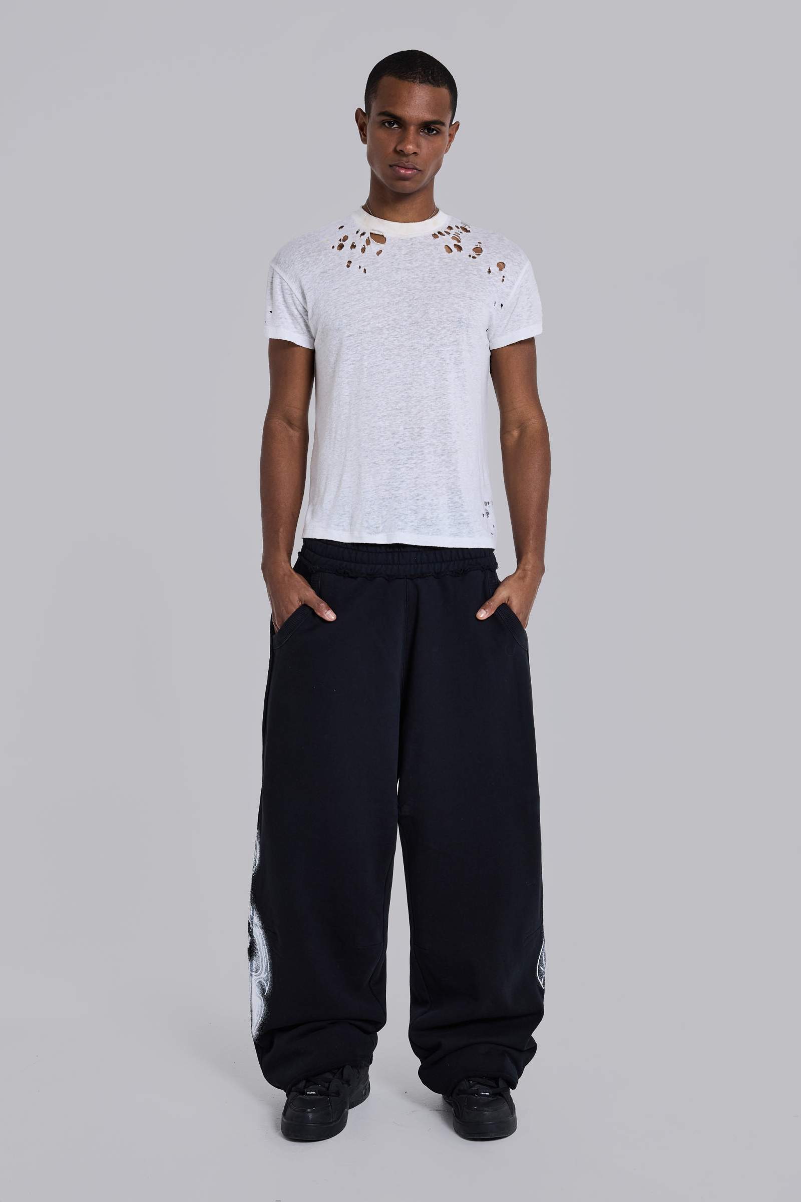 Black Gothic Print Baggy Monster Joggers