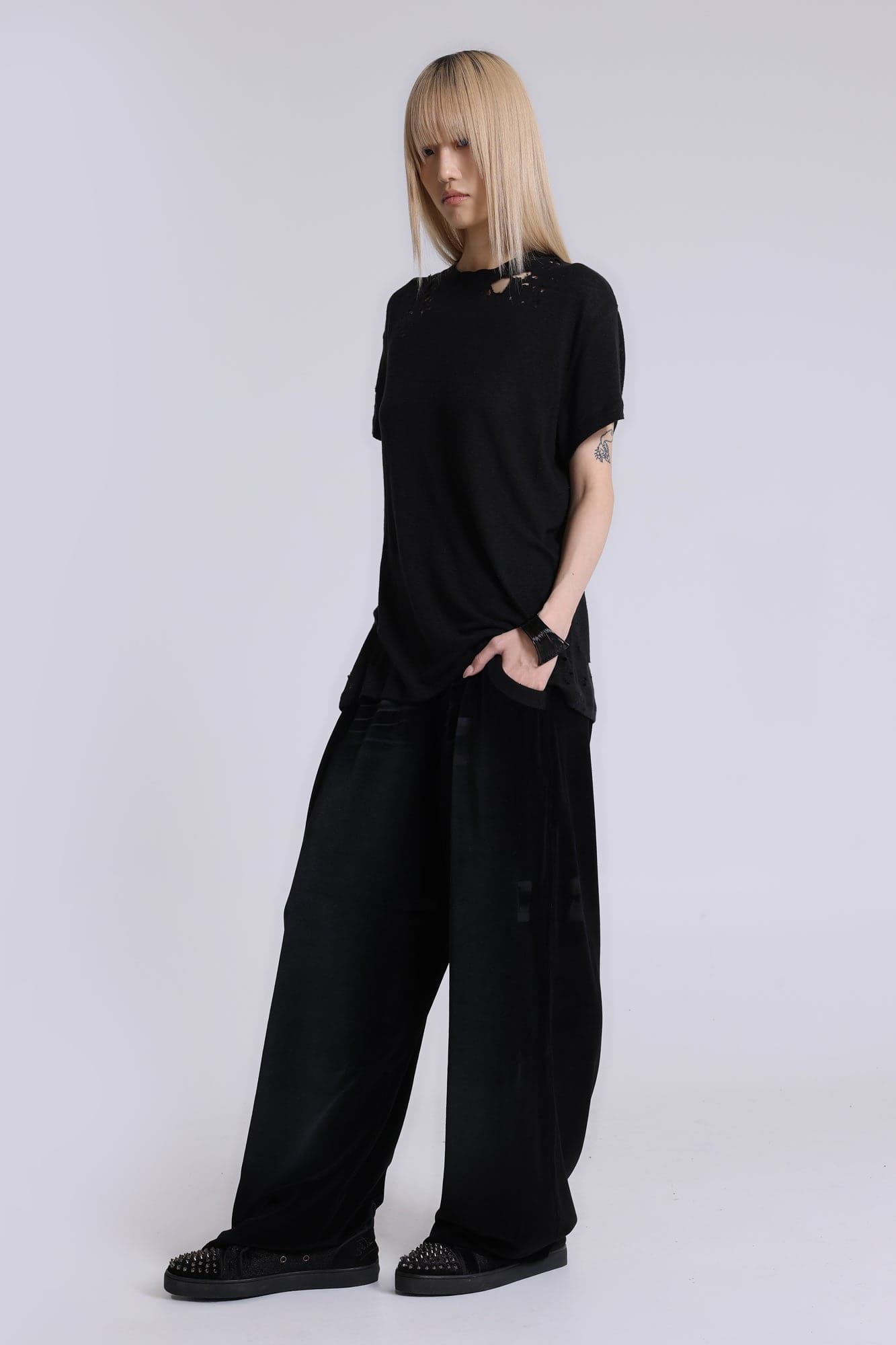 Denim Wash Velour Monster Joggers