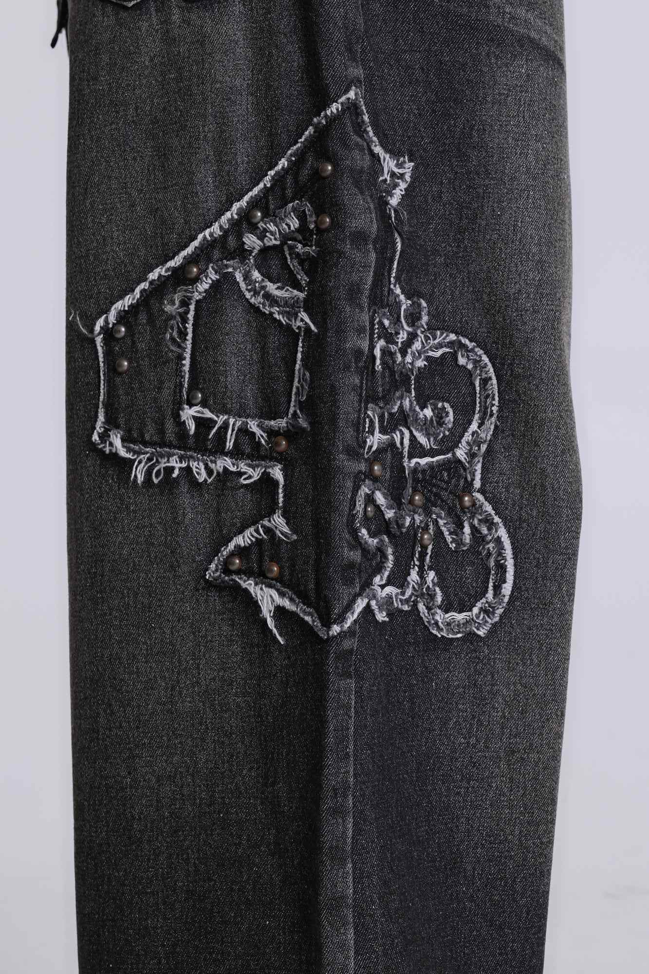 Black Raised Embroidery XL Colossus Jeans