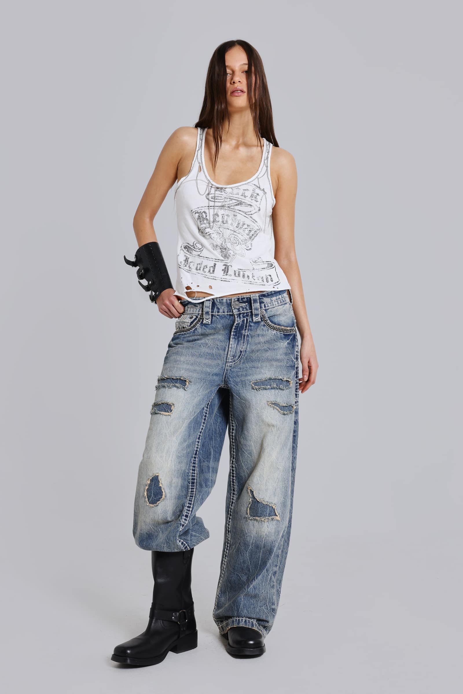 Rock Revival Chain Embroidered Vest Top