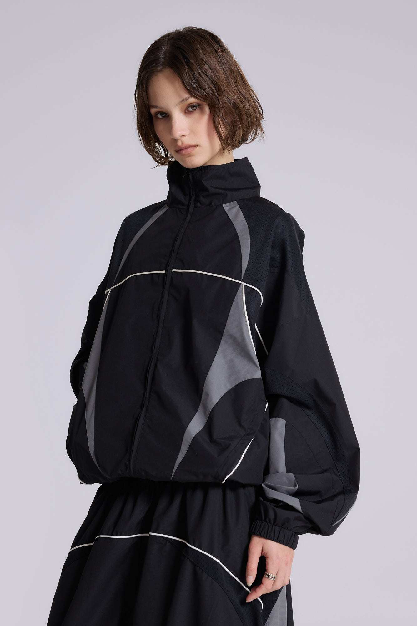 Black Panelled Vapor Jacket