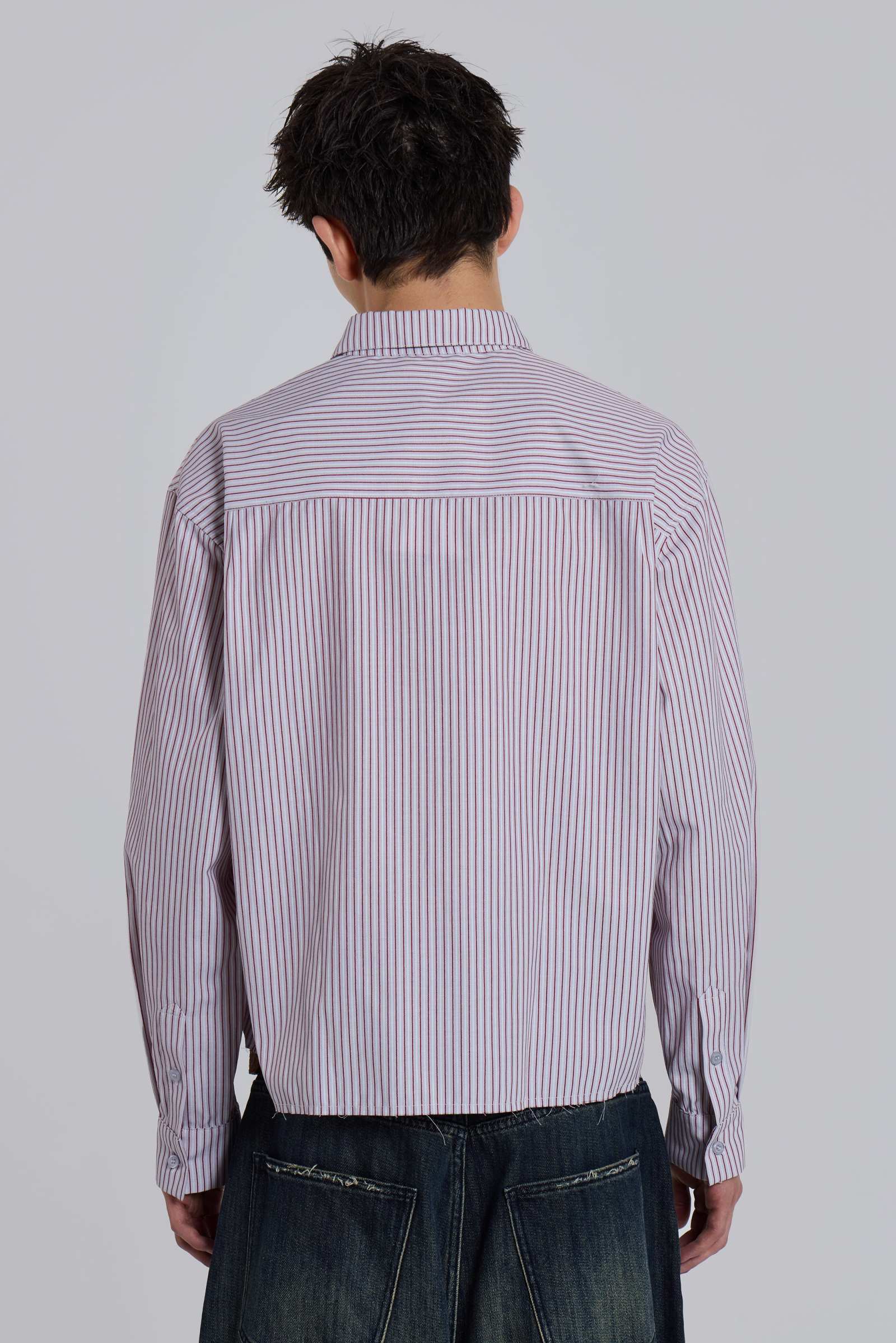 Overprint Cropped Button-Up Shirt