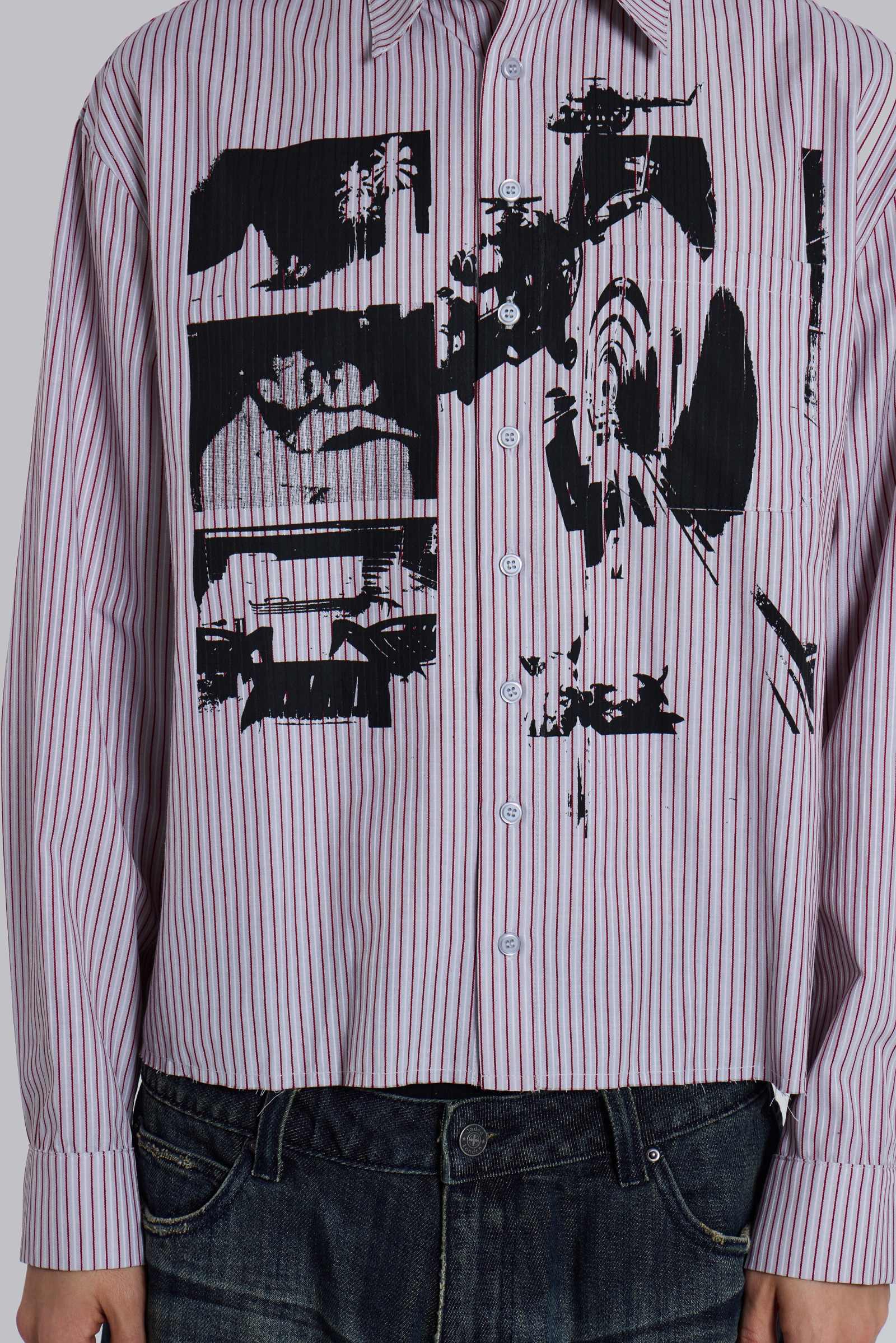 Overprint Cropped Button-Up Shirt