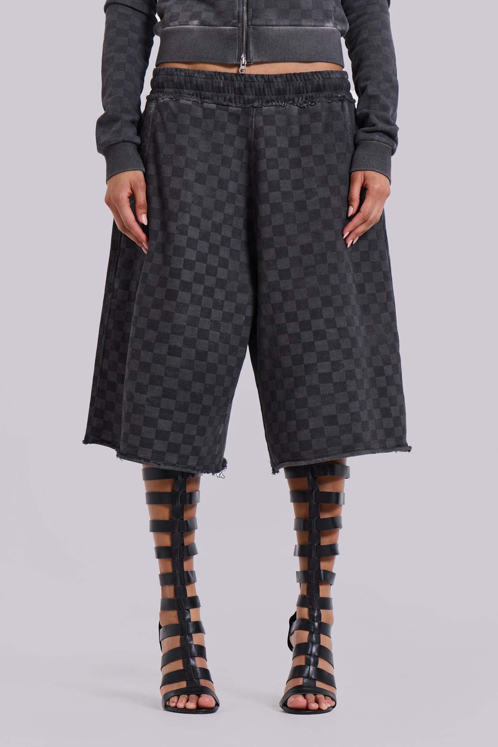 Checkerboard Monster Jogger Baggy Shorts