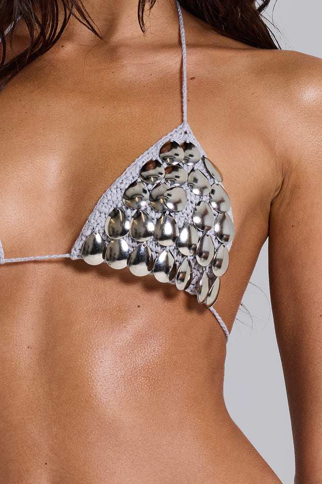 Selka Metal Bead Crochet Bikini Top