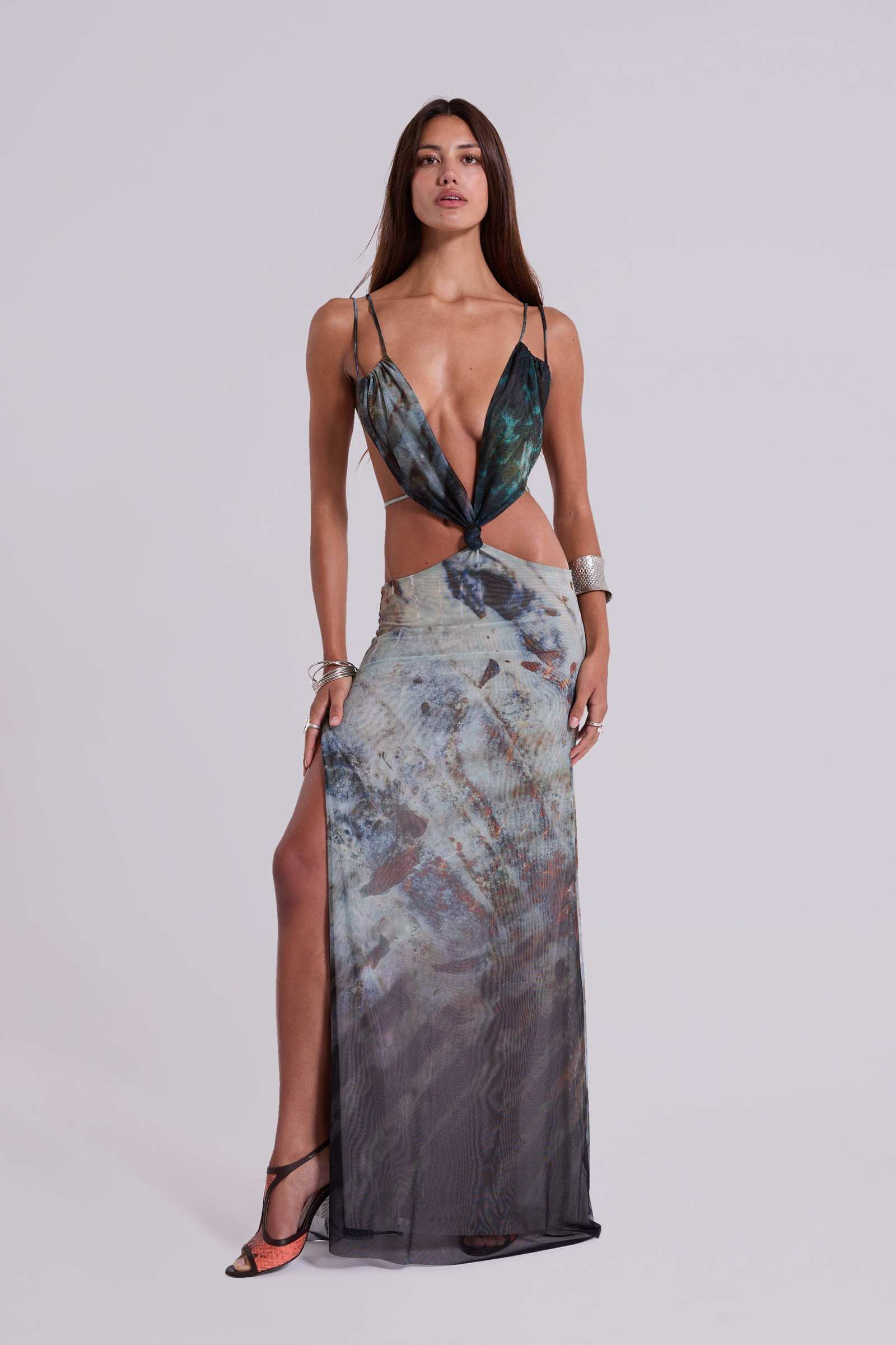 Azariah Maxi Dress With Turquoise Trim