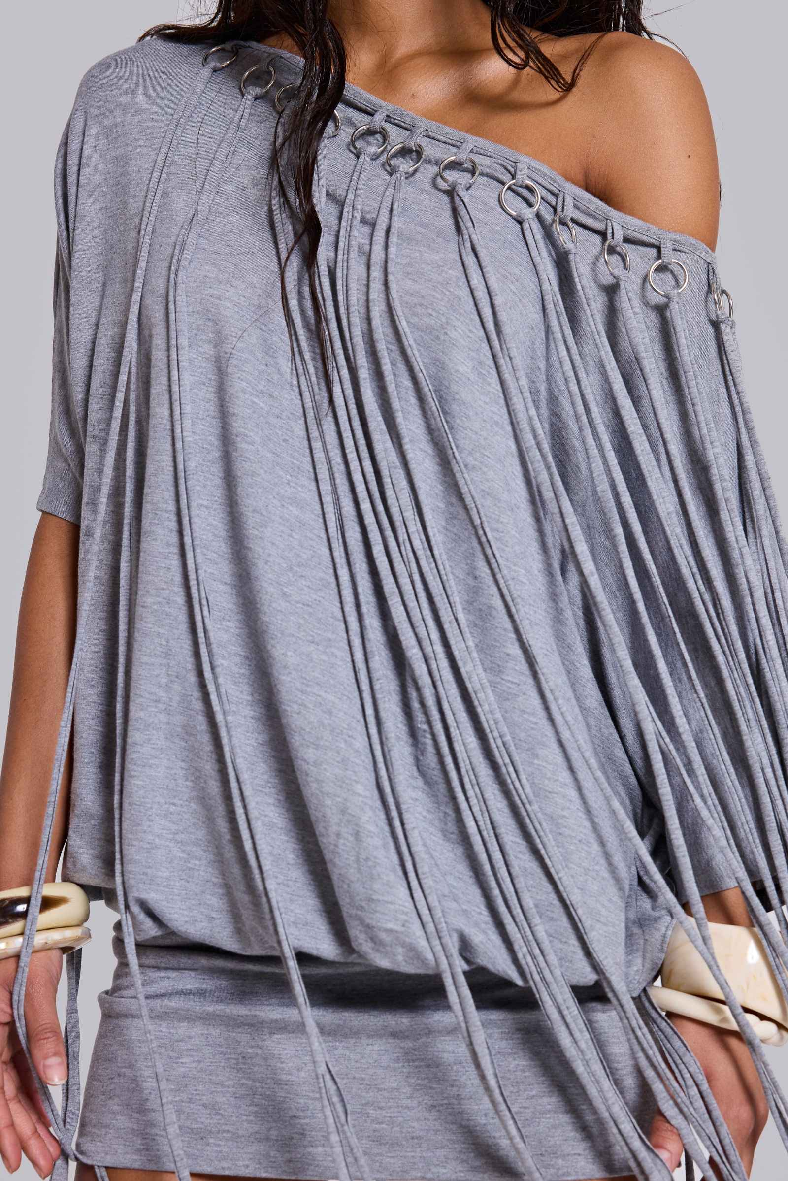 Ophidian Fringe Jersey Mini Dress