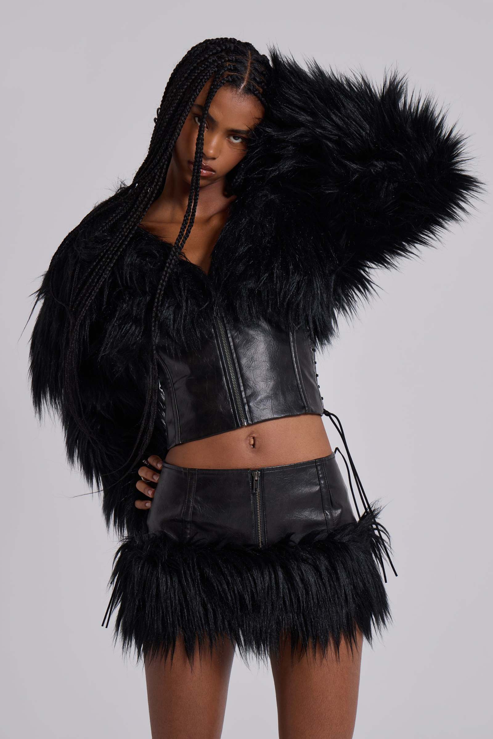 Viera Faux Fur and Leather Jacket