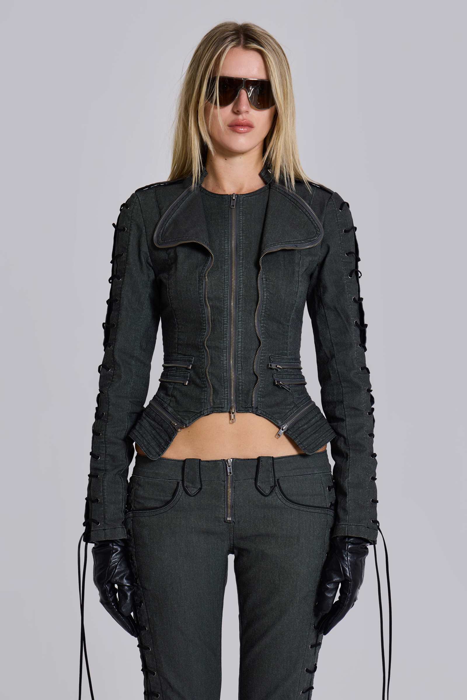 Charis Lace Up Military Bootcut Jeans